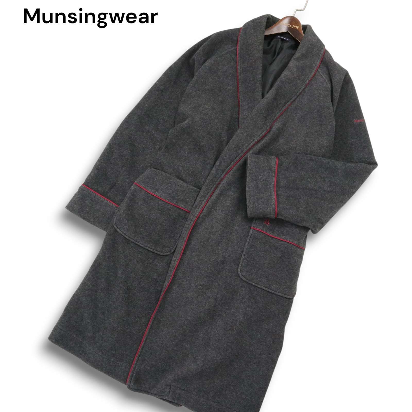 Munsingwear マンシングウェア ゴルフ 秋冬 ロゴ刺繍★ 起毛 ガウン Sz.L　メンズ グレー