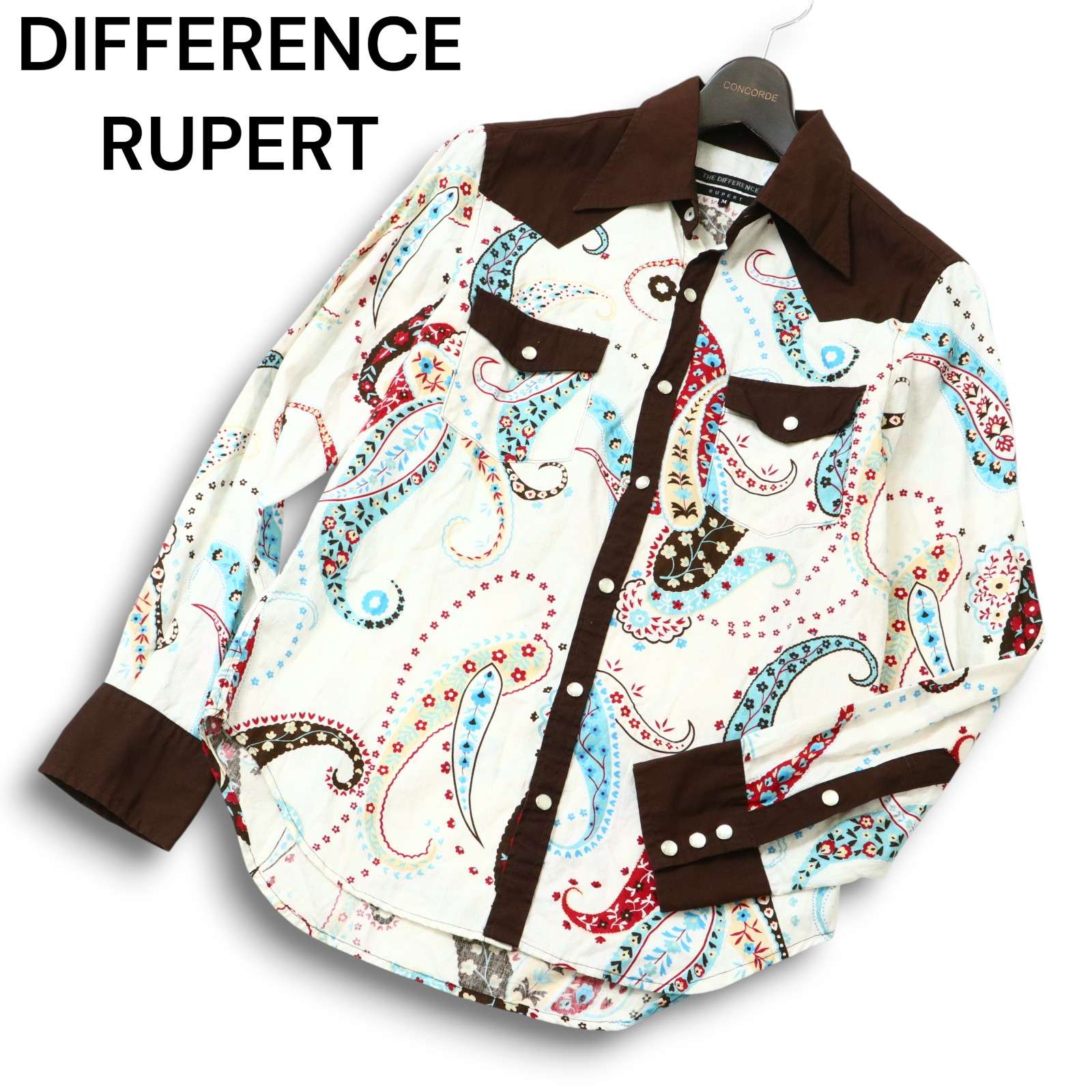 Y2K 00s★ DIFFERENCE RUPERT ルパート 通年 ペイズリー柄★ 長袖 ウエスタン シャツ Sz.M メンズ 日本製