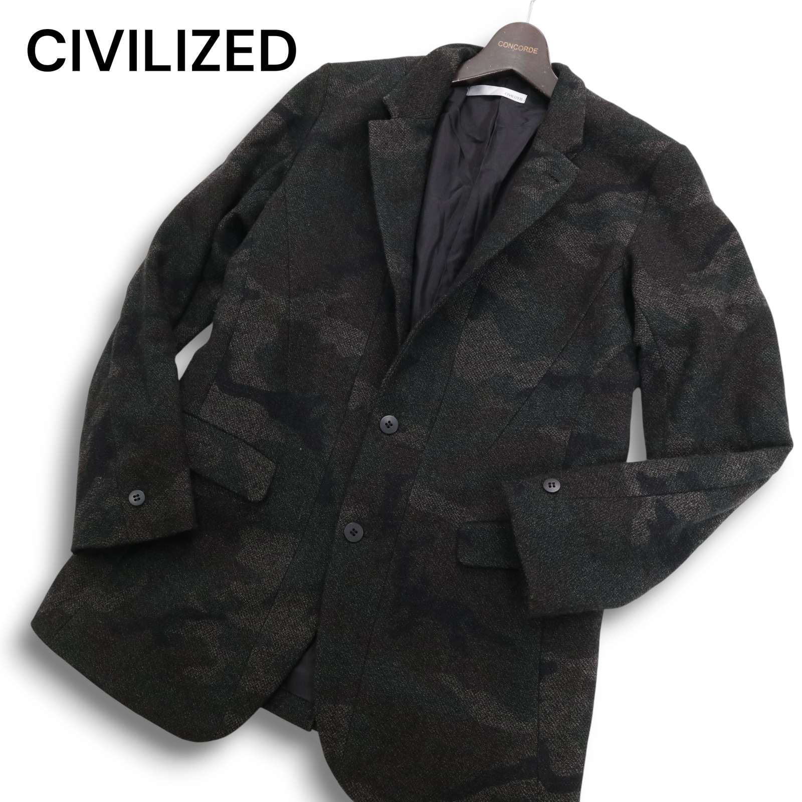 CIVILIZED シヴィライズド 秋冬★ 化けの皮柄 羊毛 編み物 テーラード 上衣 スポーツジャケット Sz.2 メンズ 日本製