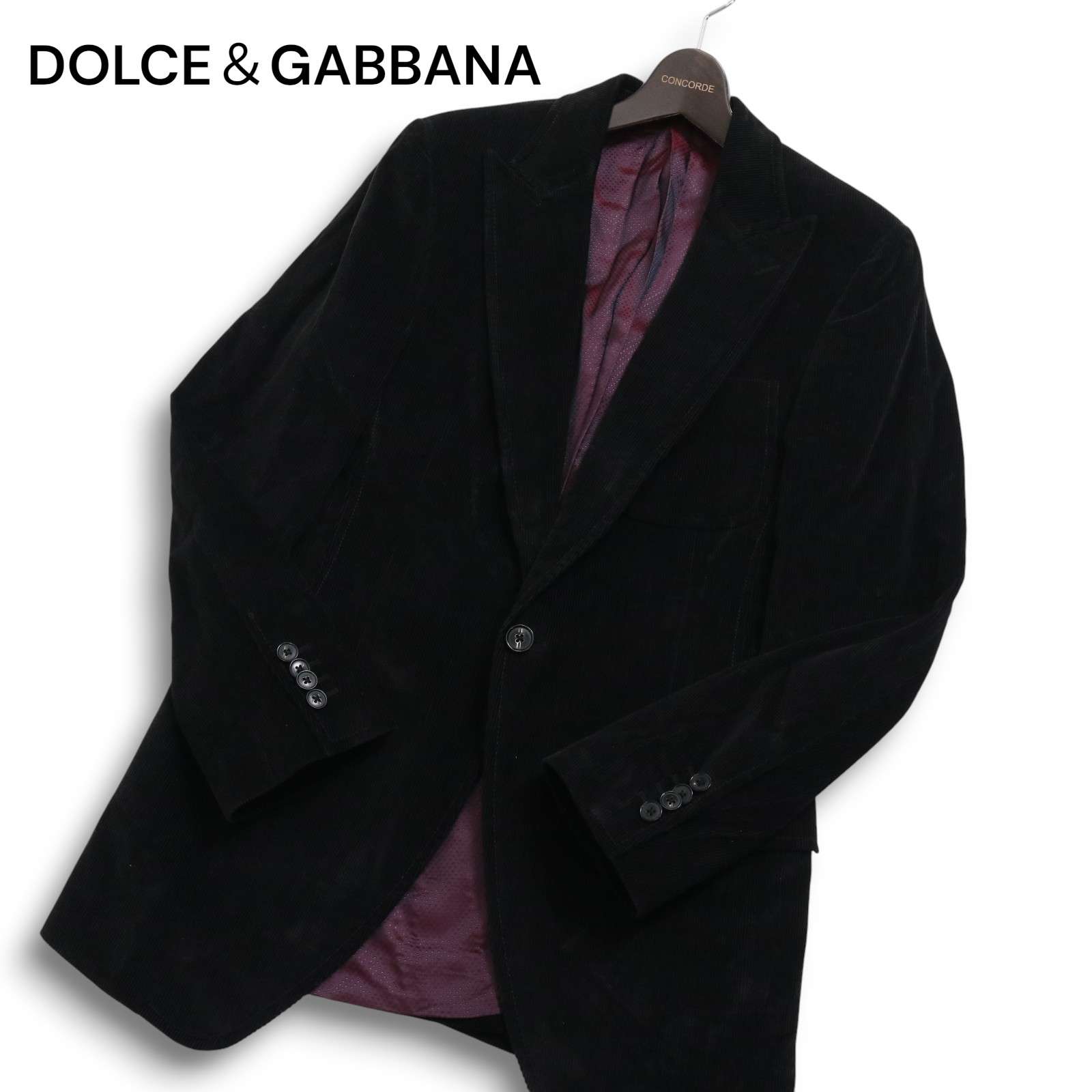 DOLCE＆GABBANA ドルチェ＆ガッバーナ 秋冬★ 1B コーデュロイ テーラード ジャケット Sz.44　メンズ 黒 イタリア製｜コンコルドストア　店 14,719円