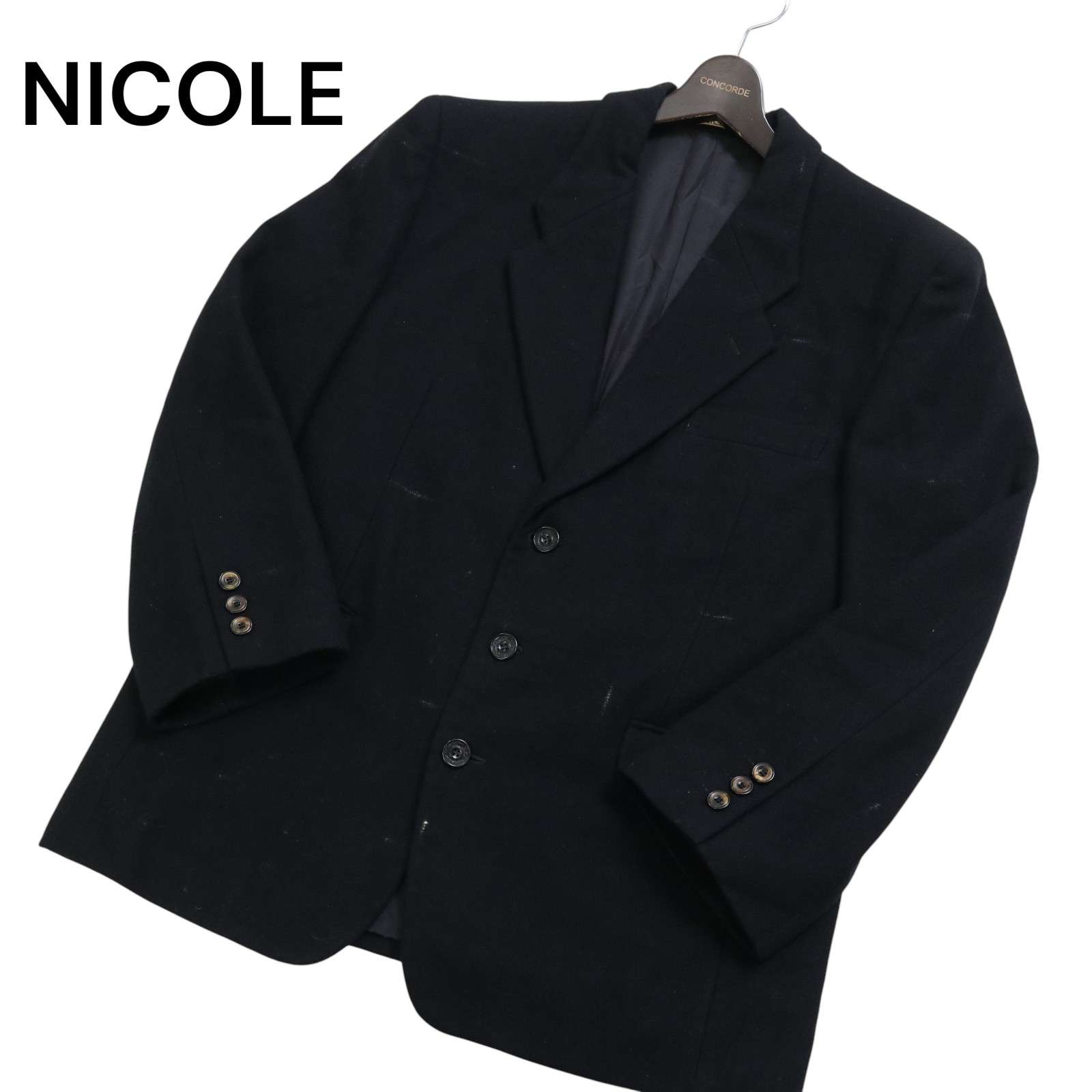 希少 初期★ MONSIEUR NICOLE ムッシュ ニコル ユキオコバヤシ 秋冬 ウール テーラード ジャケット Sz.M　メンズ 黒