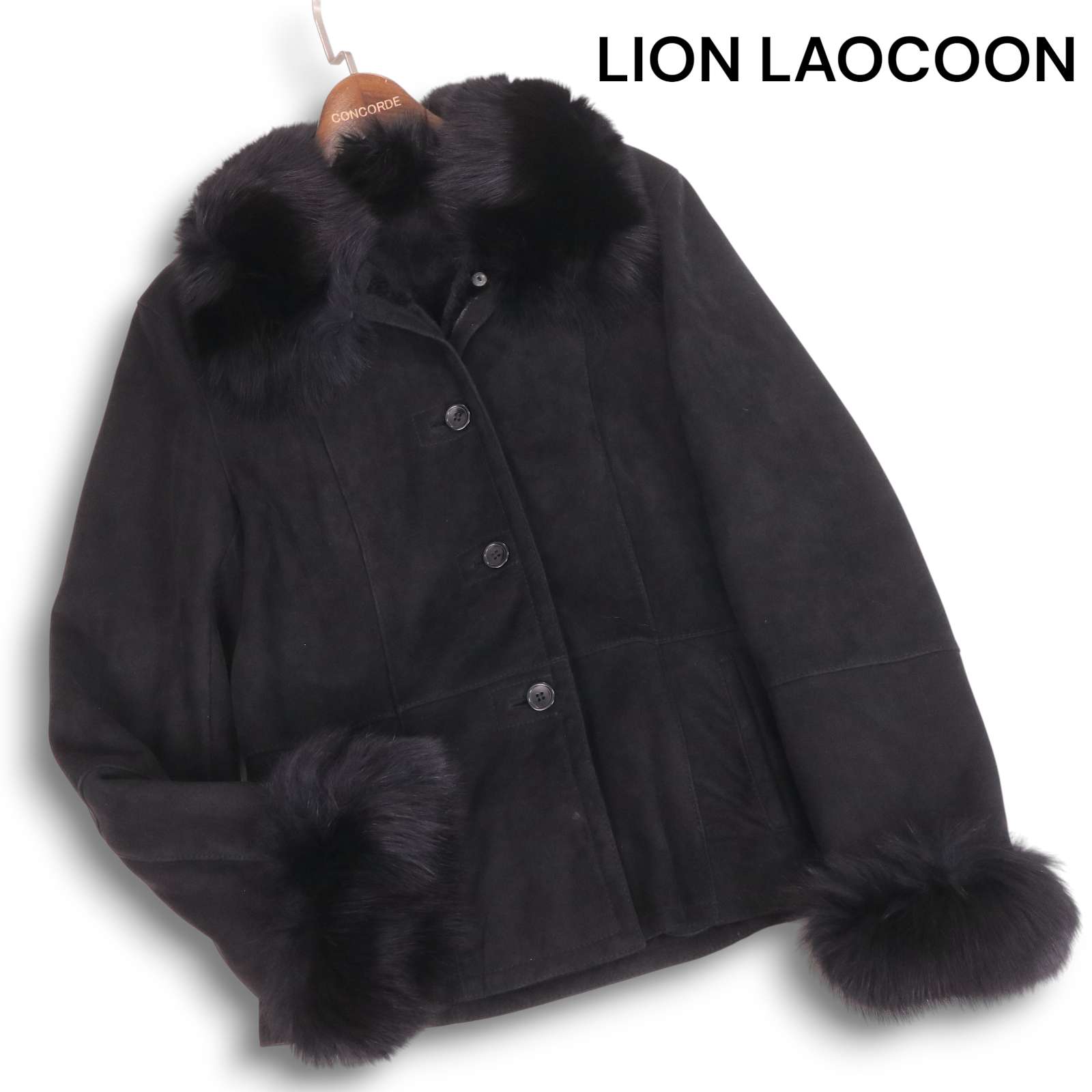 LIOOCN 東欧商会 秋冬 羊毛皮★ リアル ムートン ジャケット コート Sz.M レディース 黒