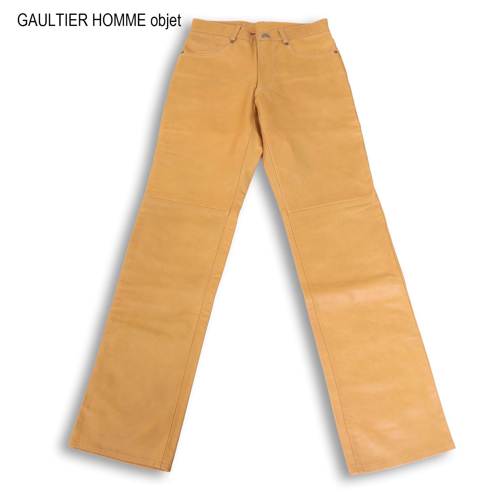 GAULTIER HOMME objet ジャン極点 ゴルチエ オム 牛皮★ 写実的 カウ なめし革 引っ切りない ズボン下 Sz.76 メンズ