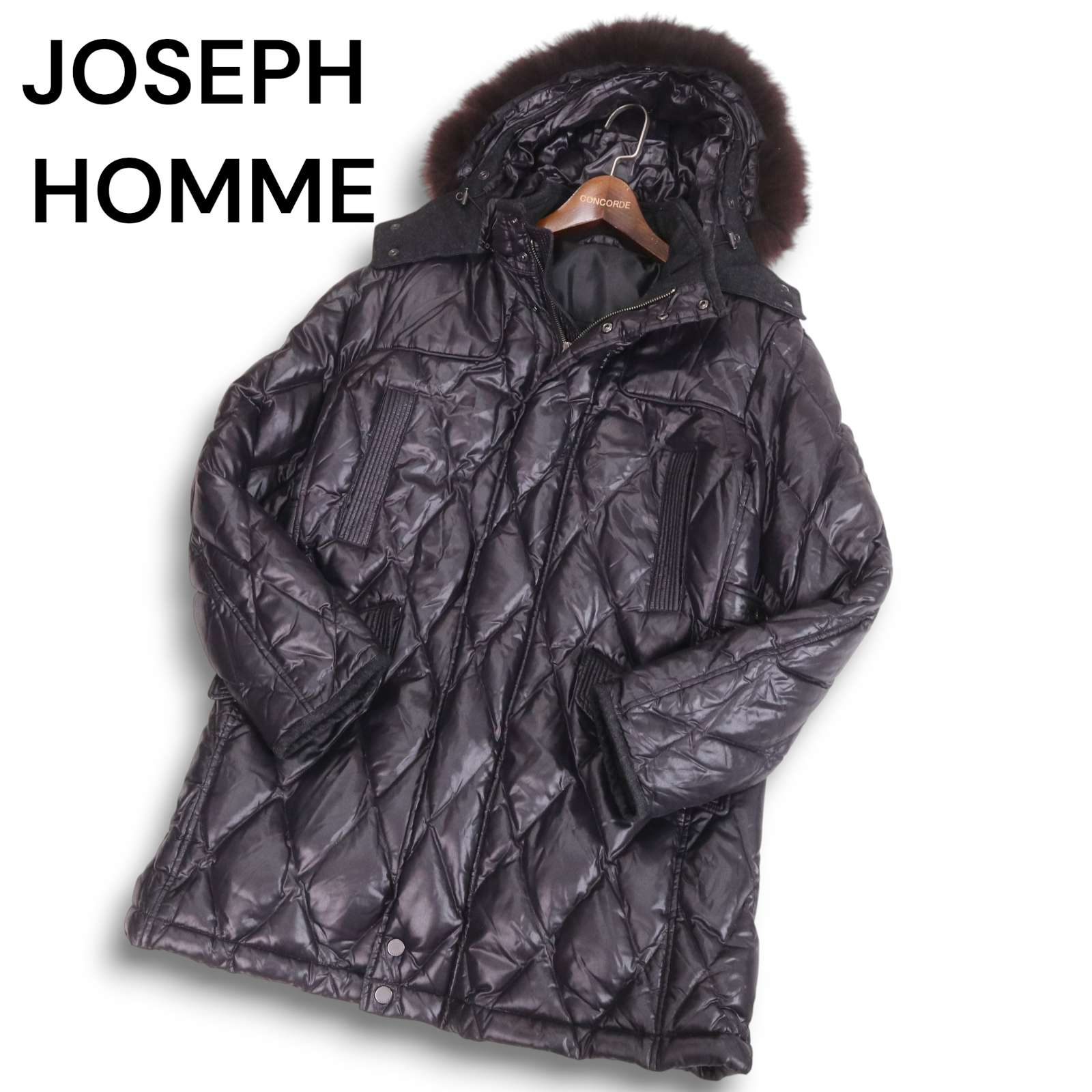 JOSEPH HOMME ジョセフ オム 秋冬 リアル ファー★ 光沢 キルティング ダウン コート Sz.46　メンズ