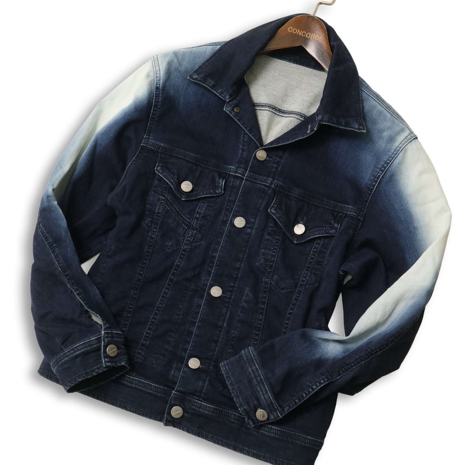 DIESEL ディーゼル ROBIN-NE 0867D★ ブリーチ加工 スウェット デニム ジャケット Gジャン ジョグ ジーンズ Sz.XS メンズ