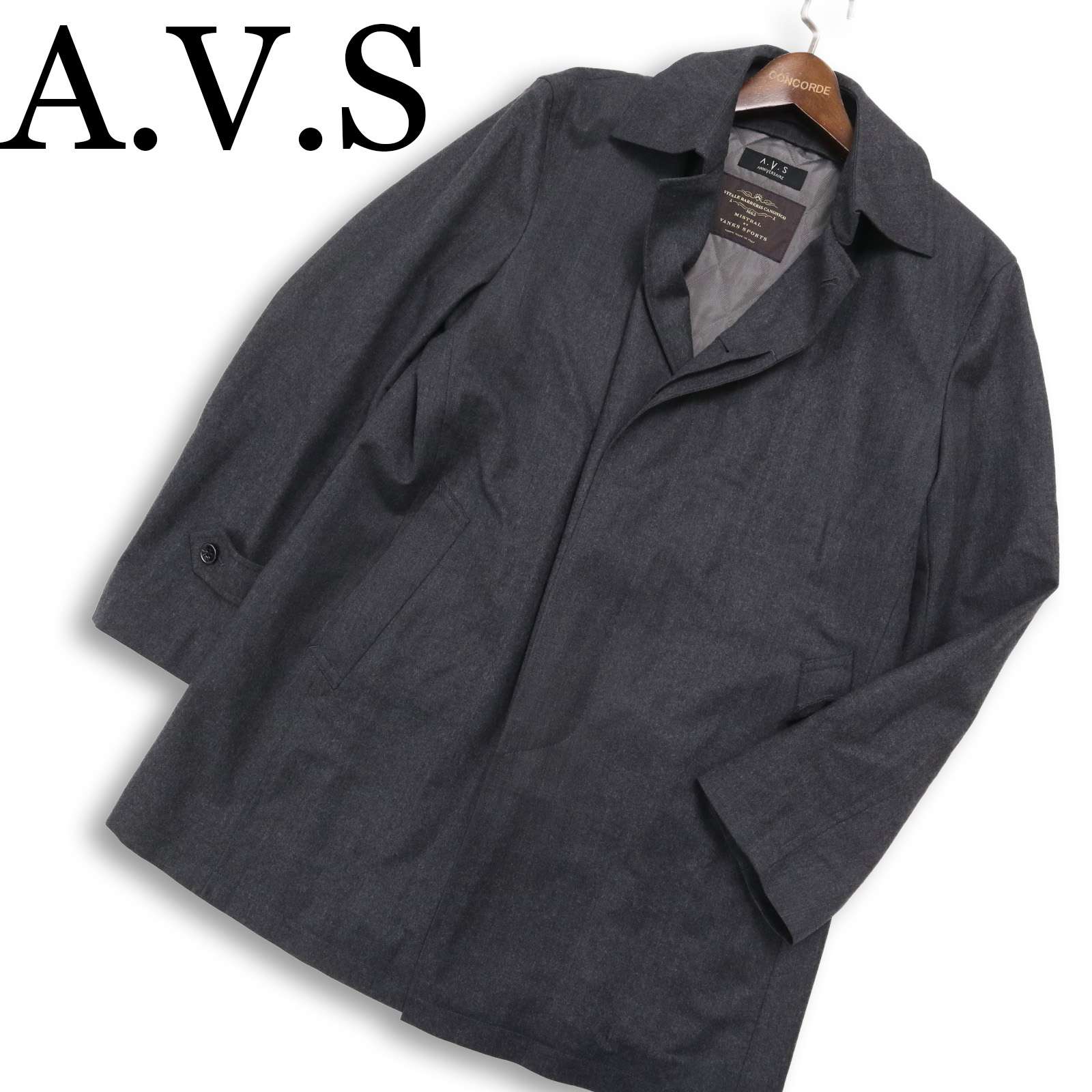 A.V.S ANNIVERSAIRE アニヴェルセル イタリア生地 カノニコ★ Thermore サーモア 中綿 ライナー コート Sz.S メンズ グレー