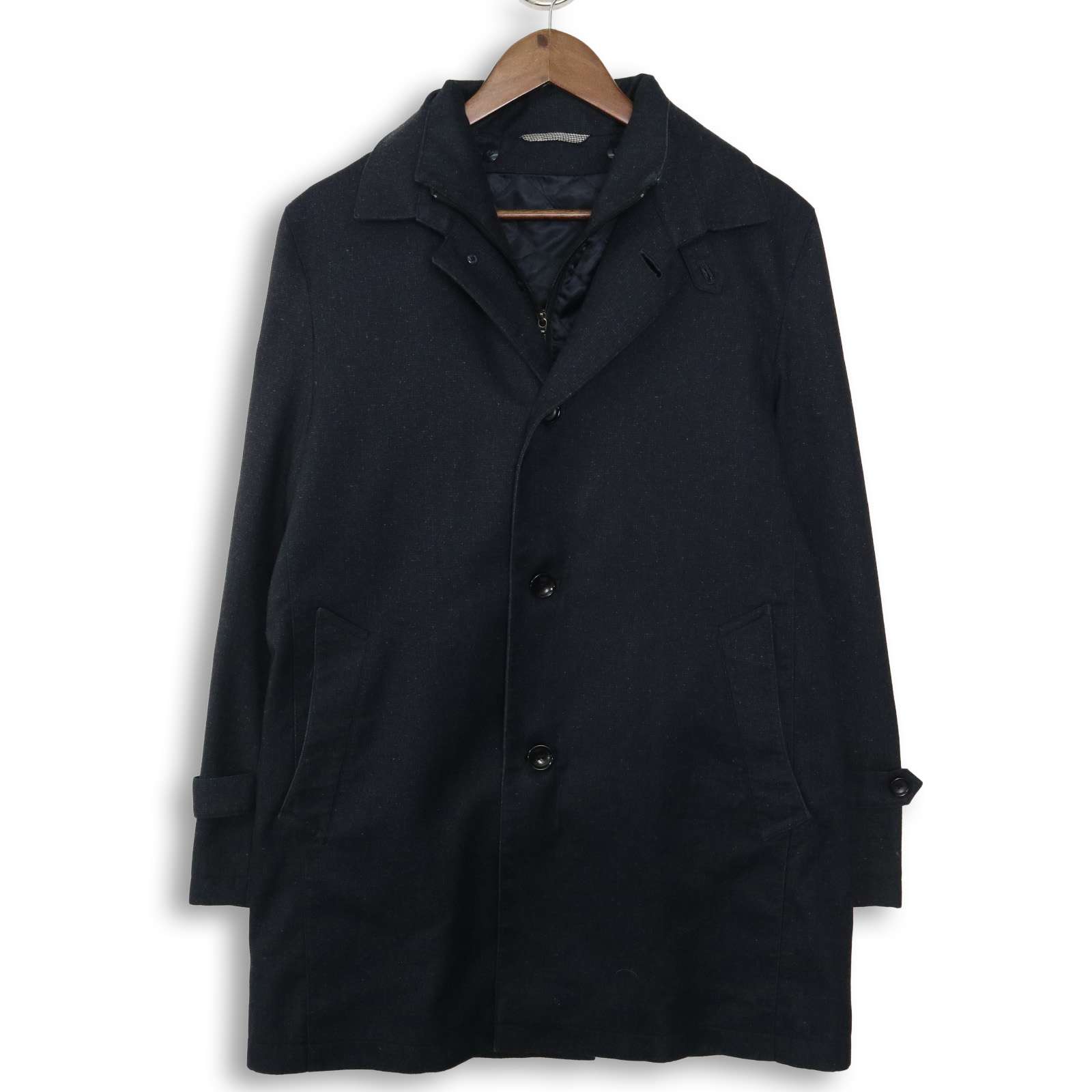 SUIT SELECT スーツセレクト 秋冬 中綿 キルティング ライナー★ ステンカラー コート バルマカーンコート Sz.M メンズ 紺