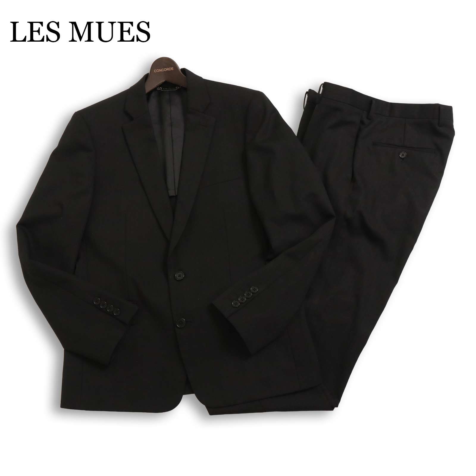 LES MUES レミュー 通年 背抜き★ コンフォート ジャケット スラックス パンツ スーツ セットアップ Sz.A6 メンズ 黒