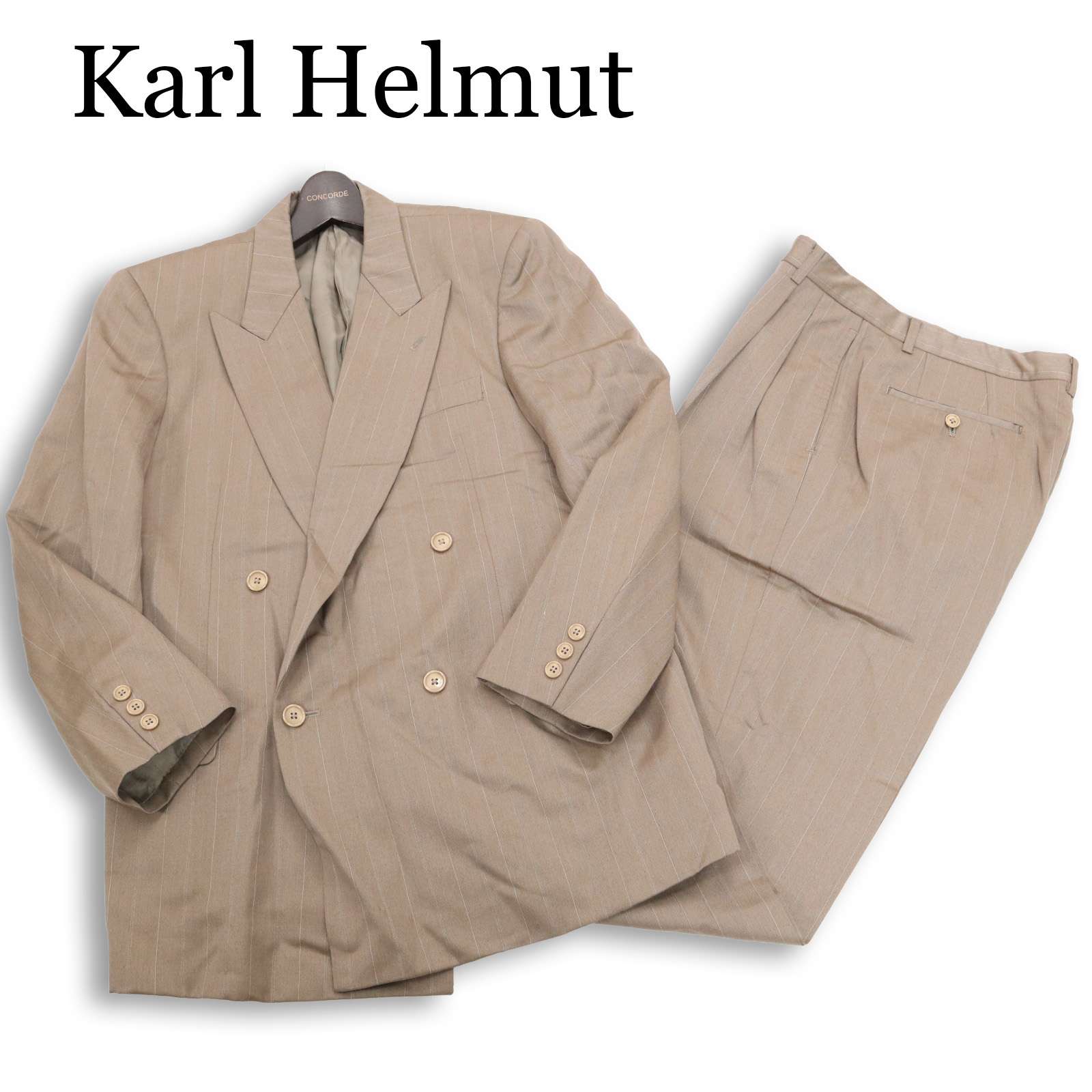 Karl Helmut カールヘルム 通年 総裏★ 縞模様 セットアップ 古典派音楽 ダブル 背広 Sz.M メンズ スーツ-スーツ・セットアップ