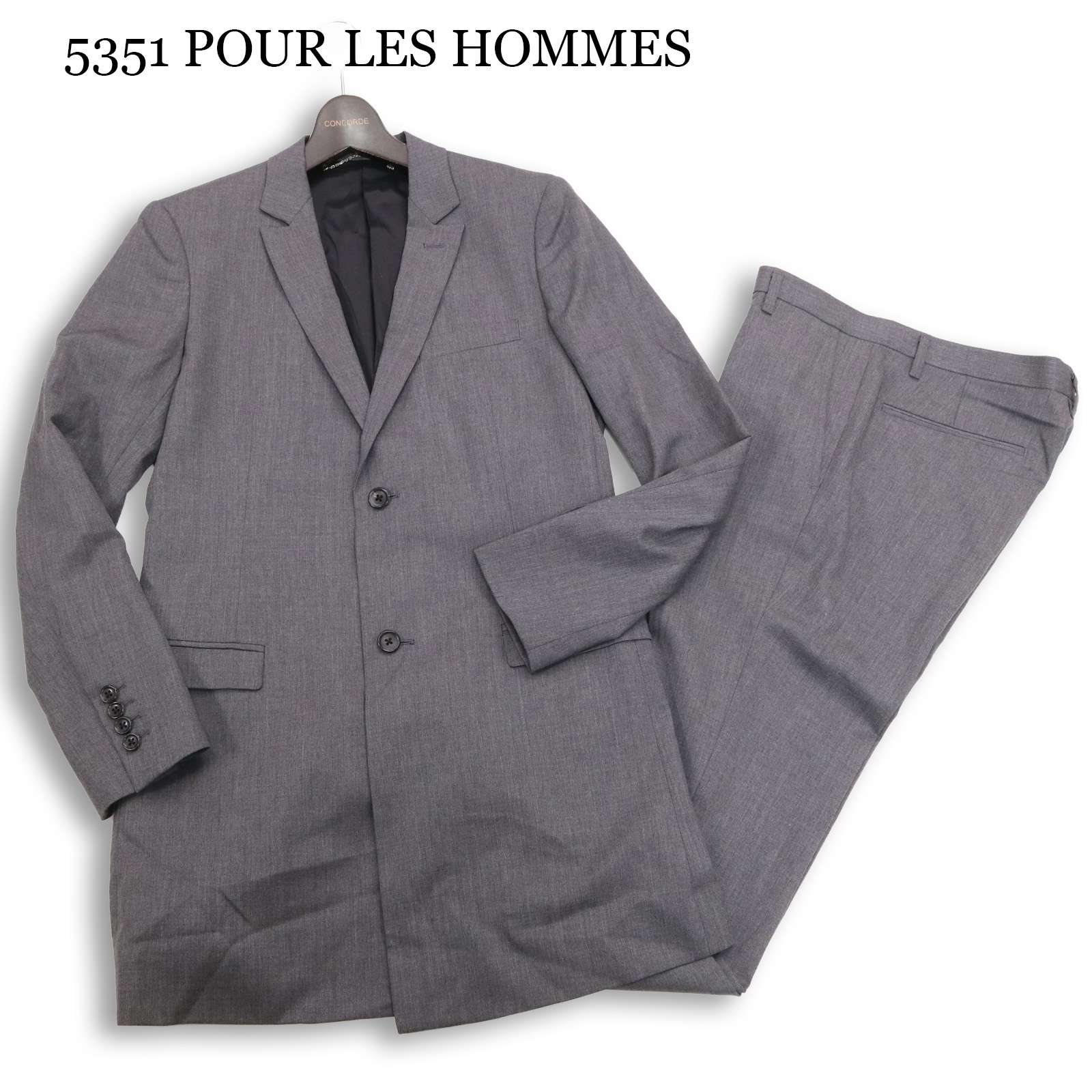 5351 POUR LES HOMMES 5351プールオム 通年★ ロング ジャケット & パンツ セットアップ スーツ Sz.1 メンズ グレー