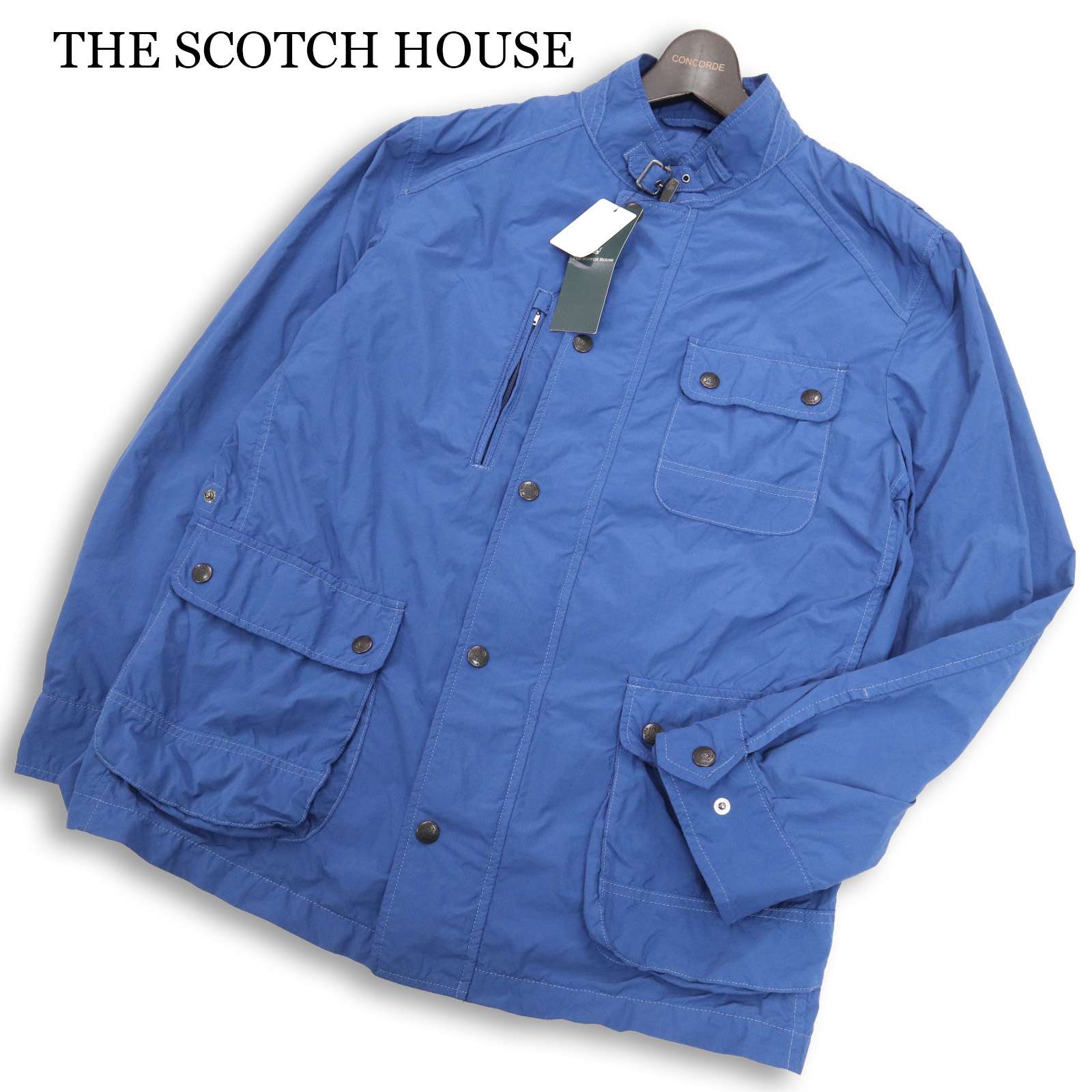 【新品 未使用】 THE SCOTCH HOUSE スコッチハウス 通年 製品染め★ フィールド ジャケット Sz.L メンズ 青 定価4.2万