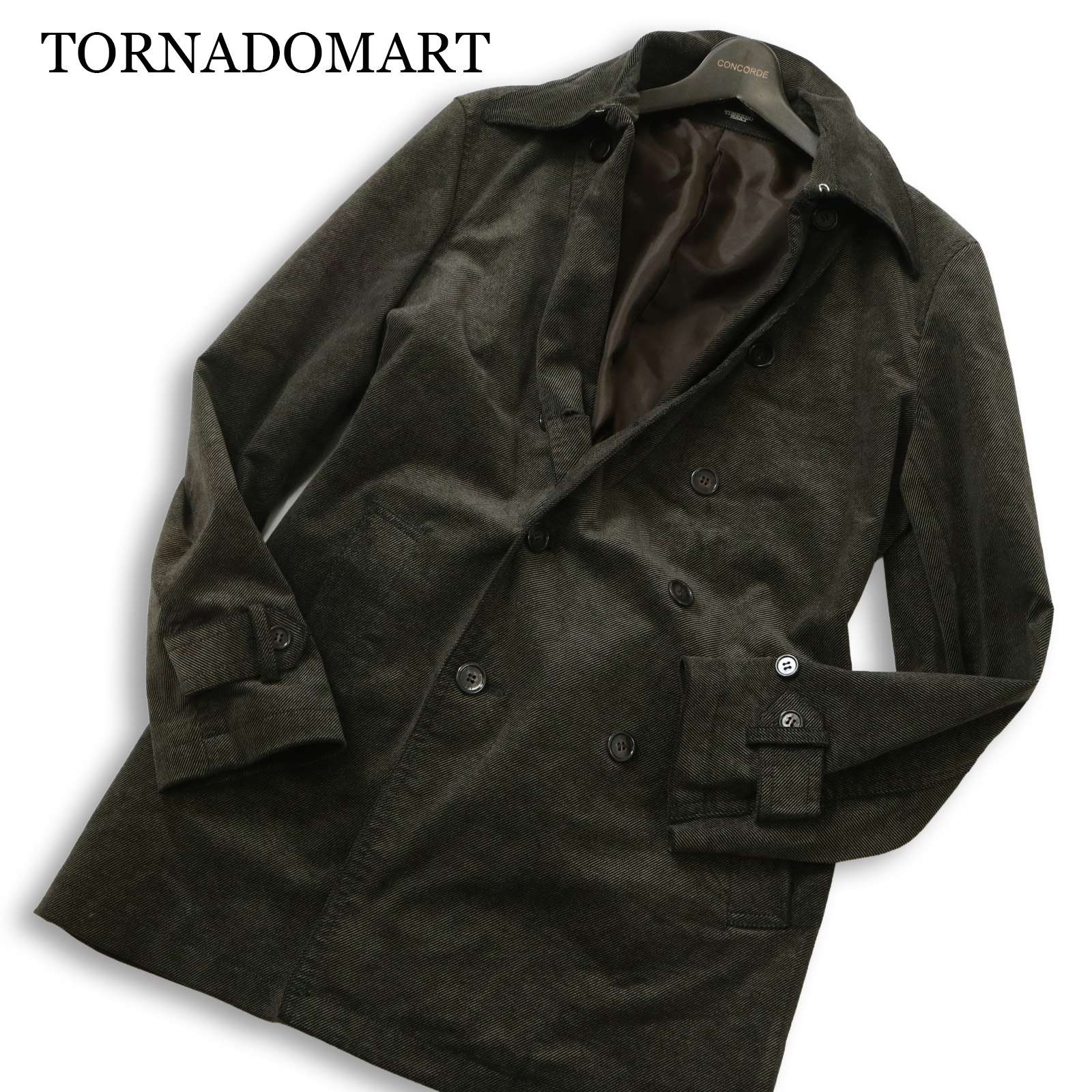 【00s★Y2K VINTAGE】TORNADOMART トルネードマート 秋冬～通年★ ダブル か細い トレンチ 厚地の外套 Sz.L メンズ 滅多にない！