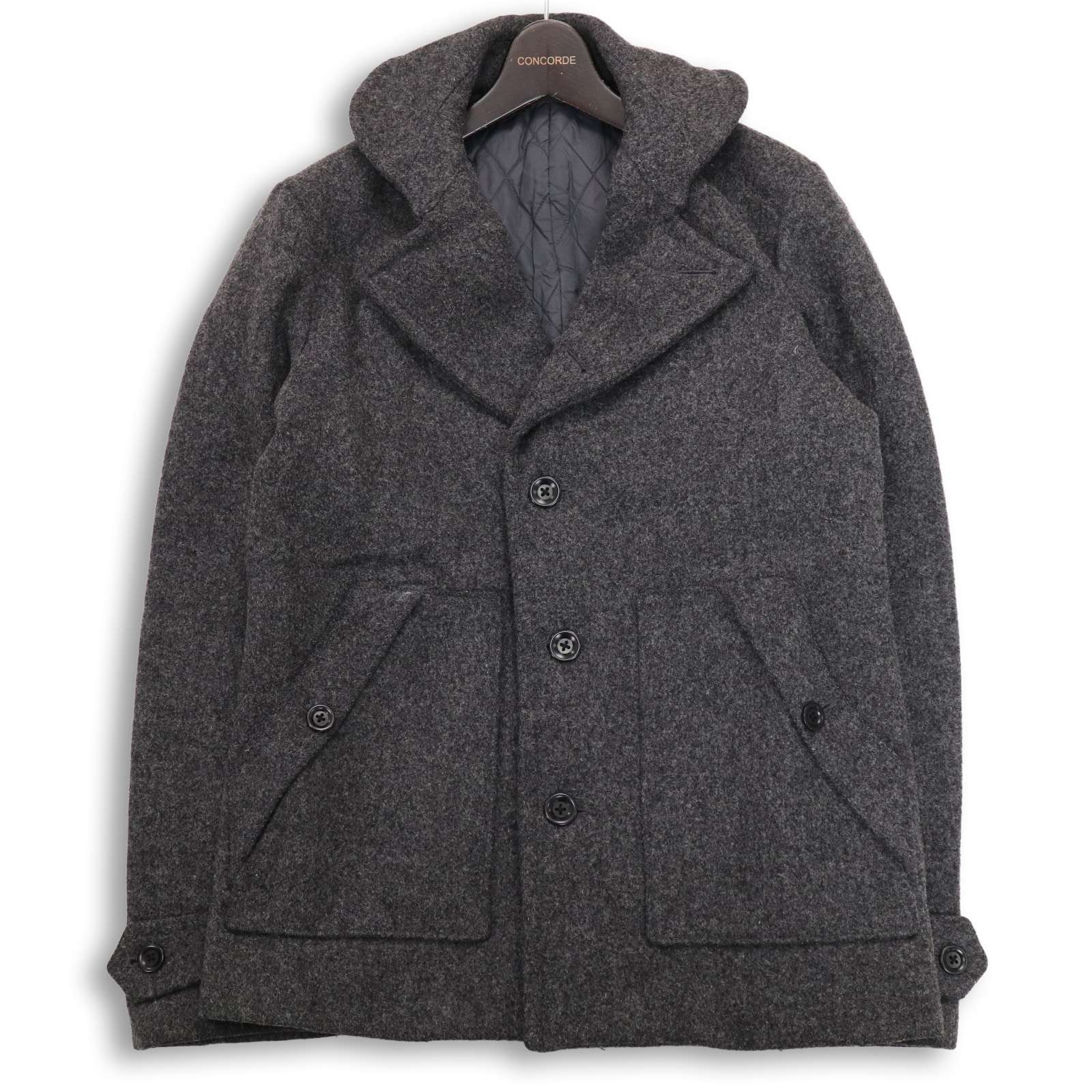 BEAMS ビームス 秋冬 中綿★ ウール ジャケット Pコート Sz.M メンズ 灰 グレー
