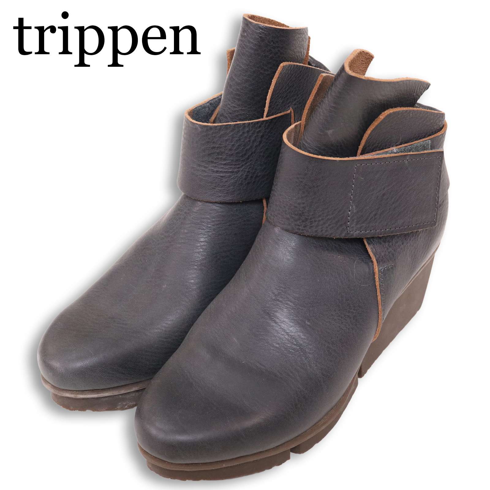 trippen トリッペン ACE-WAW★ ベルクロ ウェッジソール レザー ショート ブーツ Sz.39　レディース ドイツ製★｜コンコルドストア　店