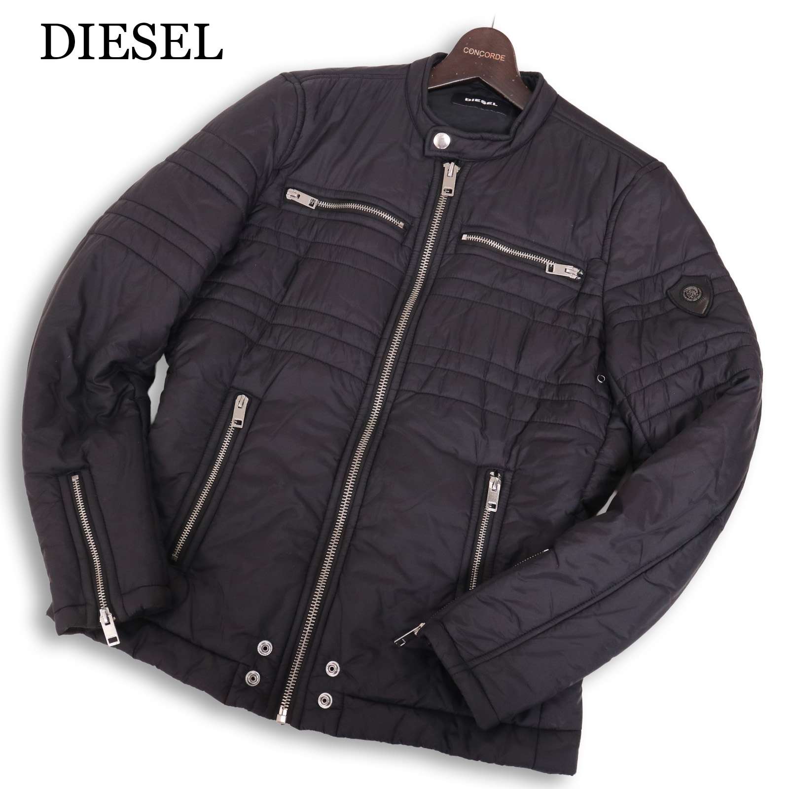 DIESEL ディーゼル 秋冬 中綿 キルティング★ シングル ライダース 上衣 上衣 Sz.M メンズ 黒
