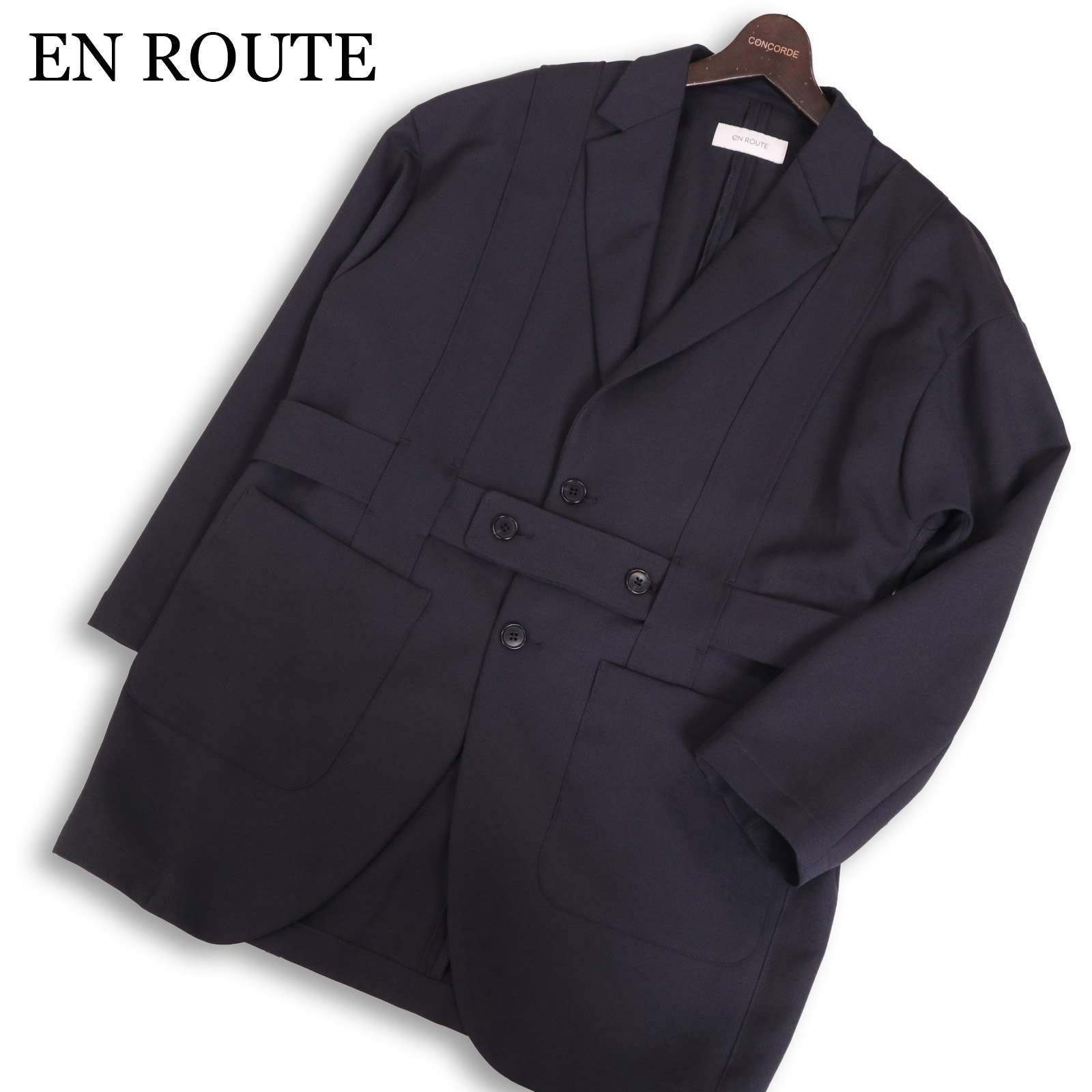 【美品】EN ROUTE アンルート 通年★ エステルツイル ノーフォーク ビッグ ジャケット Sz.1 メンズ ネイビー 日本製