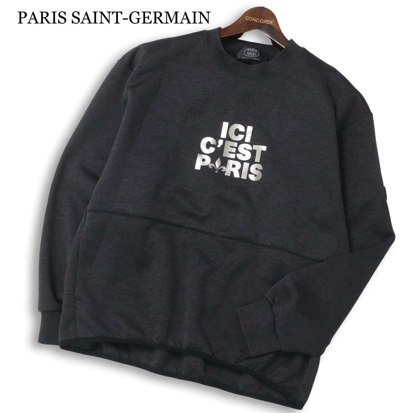 PARIS SAINT-GERMAIN パリ サンジェルマン 通年★ 箔プリント スウェット トレーナー Sz.S メンズ グレー 日本製