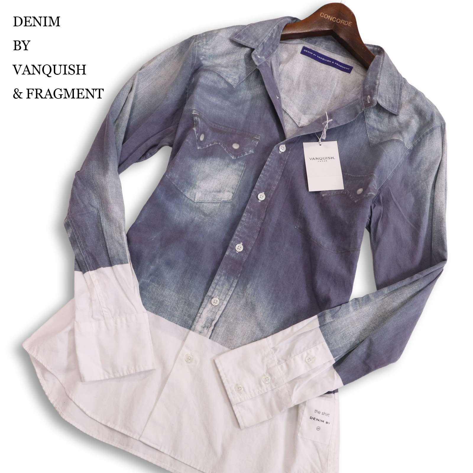 【新品】 DENIM BY VANQUISH \u0026 FRAGMENT ヴァンキッシュ × 欠けら ジーンズ書き換える★ 長袖 ウエスタン プルオーバー Sz.M メンズ