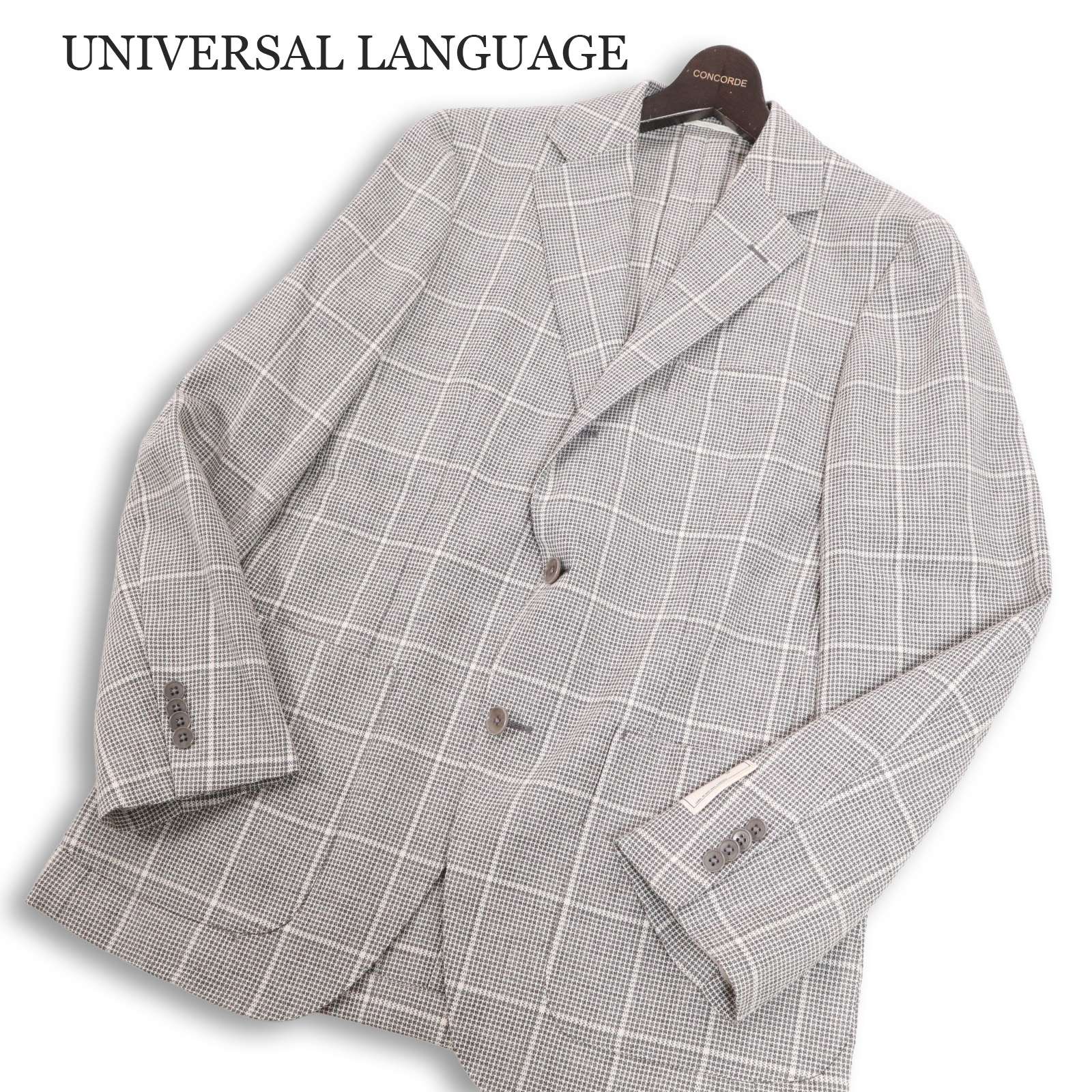 UNIVERSAL LANGUAGE ユニバーサル言葉づかい 春夏 カノニコ出どころ★ リネン混 チドリ柄 アンコン 上衣 Sz.180糎-6d メンズ