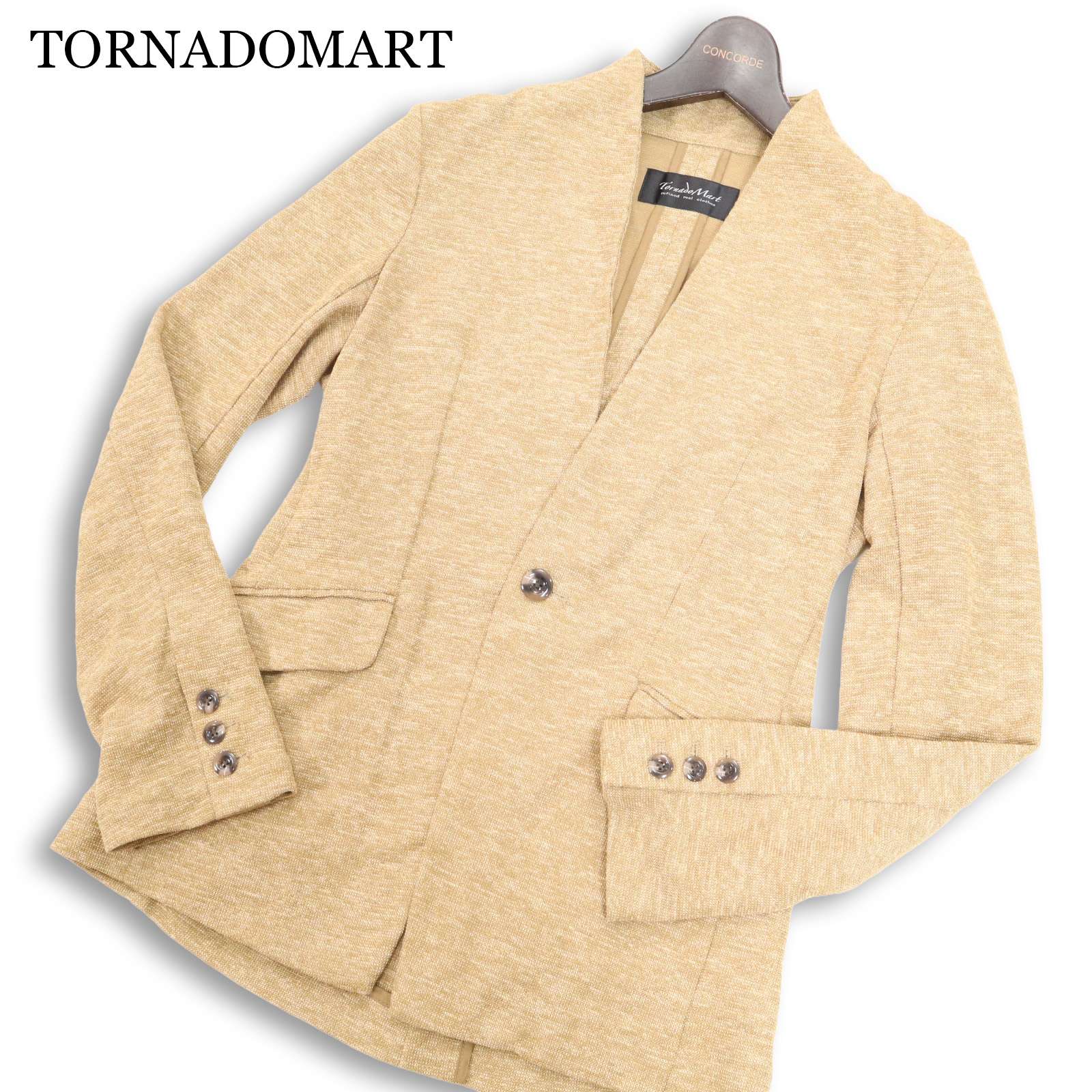 TORNADOMART トルネードマート 通年 メランジ パール ニット★ ノーカラー ジャケット Sz.M　メンズ