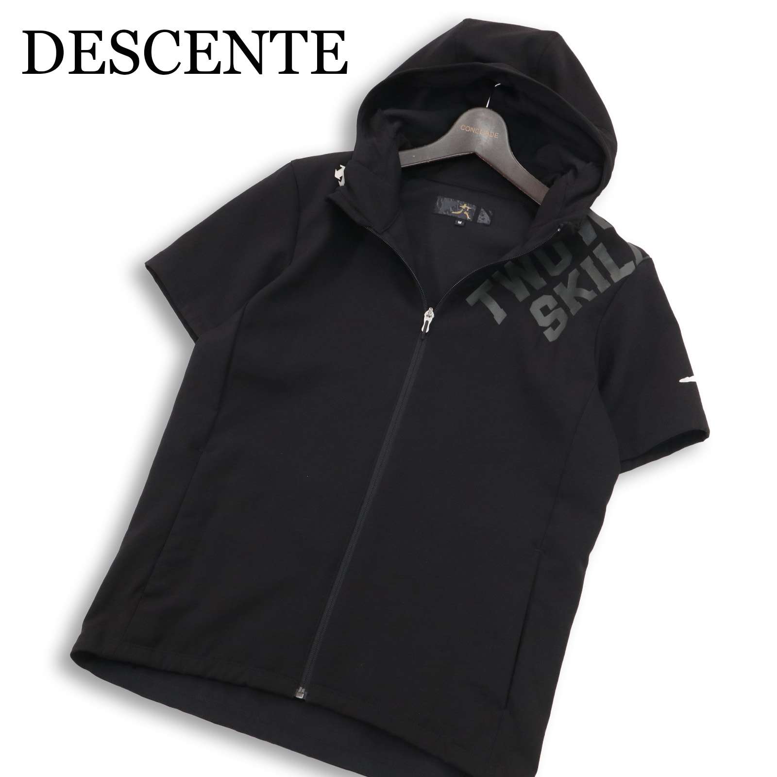 【美品】DESCENTE デサント 大谷翔平モデル★ 春夏 半袖 ジップ パーカー Sz.M メンズ 黒 野球