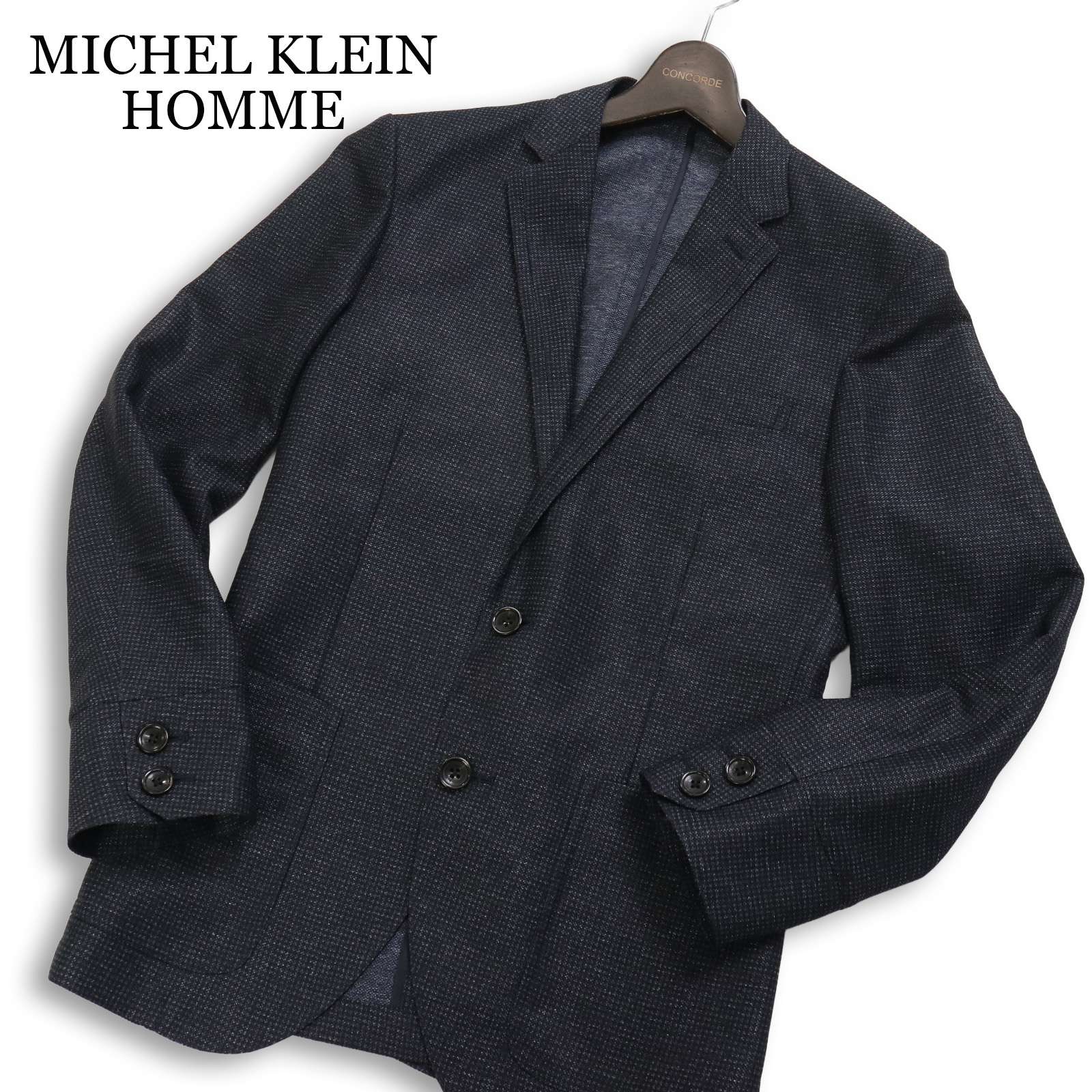 定価3.6万★ MICHEL KLEIN HOMME ミッシェルクラン オム 春夏 カラミハウンドツース★ テーラード ジャケット Sz.46 メンズ