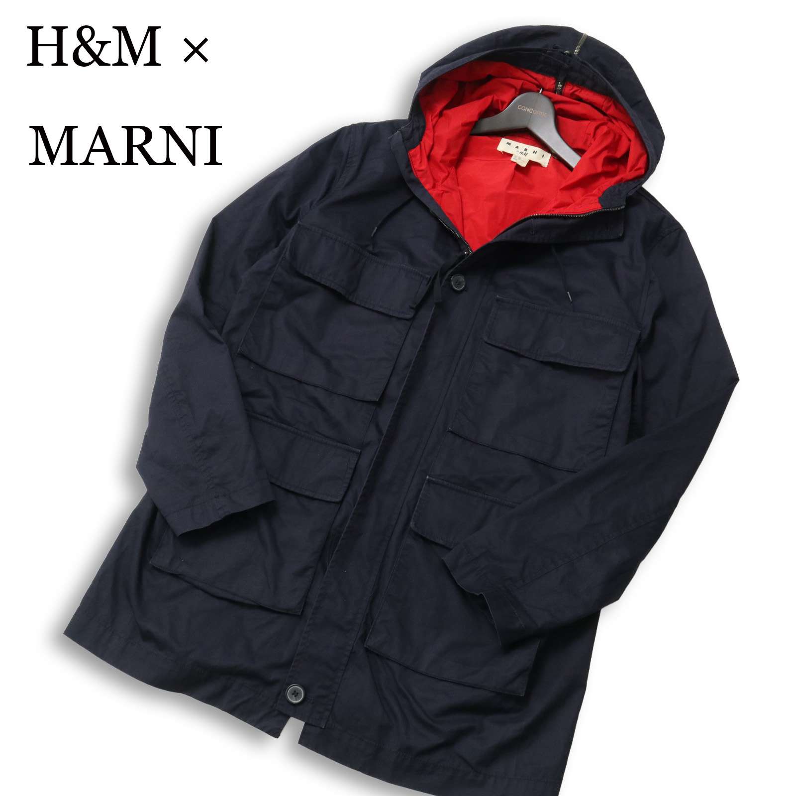 MARNI at H&M マルニ × エイチアンドエム 通年 マウンテンパーカー ワーク ジャケット Sz.52 メンズ ネイビー 大きいサイズ