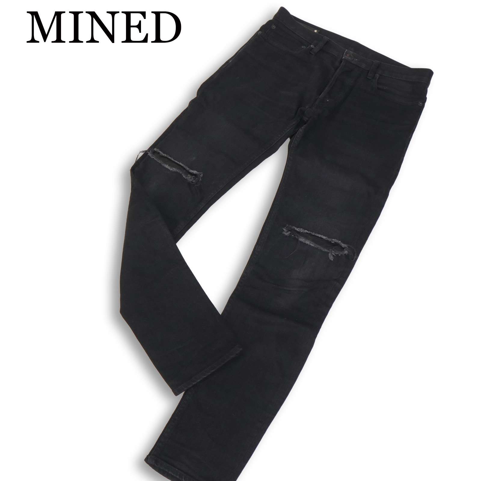 MINED MINEDENIM マインデニム 【S.SLIM/FPK107N】 ダメージ加工★ スキニー デニム パンツ ジーンズ Sz.M　メンズ 黒