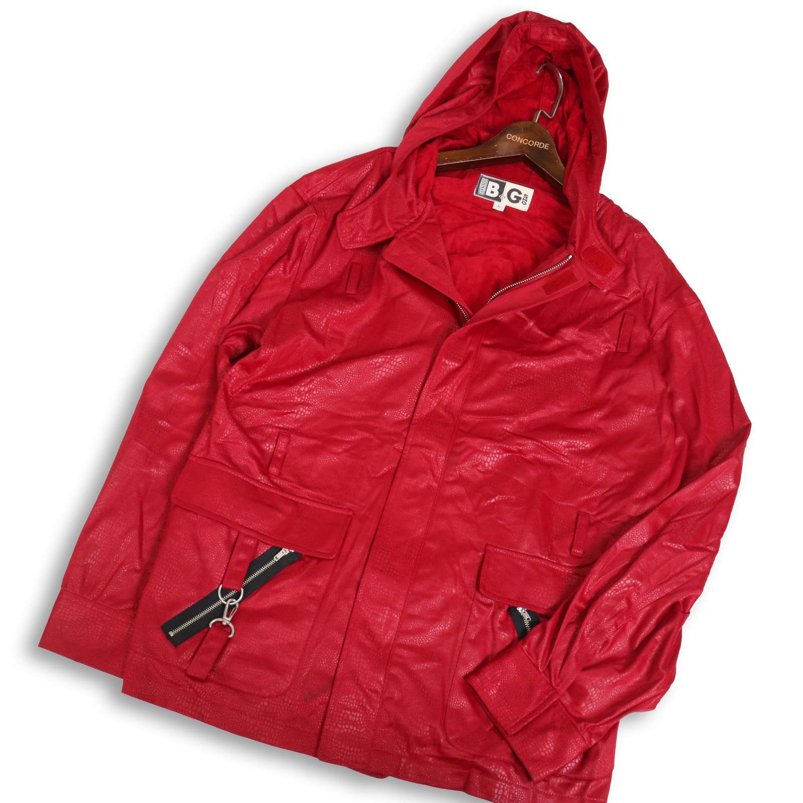 Y2K 00s★ BERNINGS SHO バーニングスショー 通年 クロコ柄★ ビッグ影ぼうし プルオーバー パーカー 上衣 Sz.L メンズ