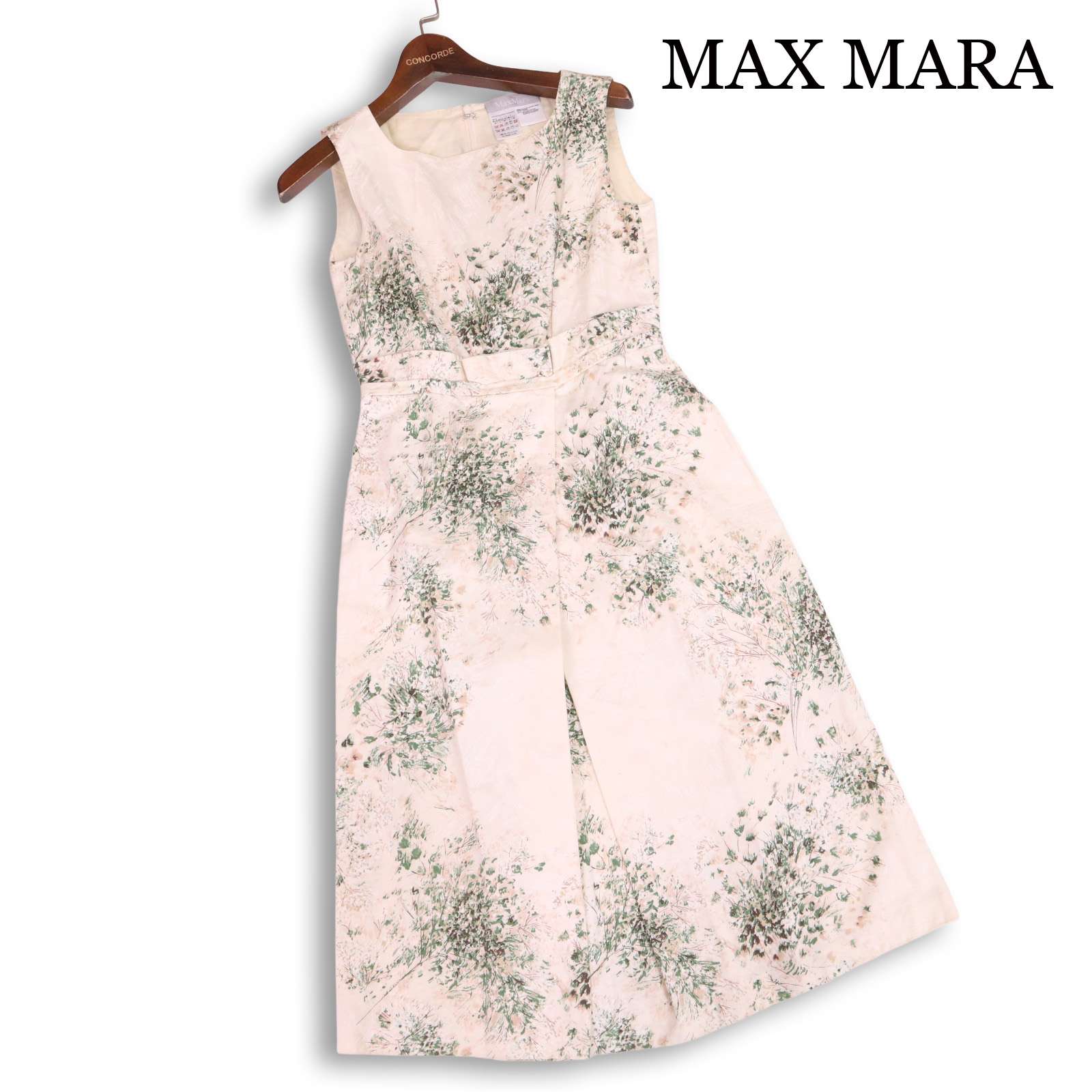 MAX MARA マックスマーラ 春夏★ 花柄 フラワー 総柄 ノースリーブ ロング ワンピース Sz.36 レディース