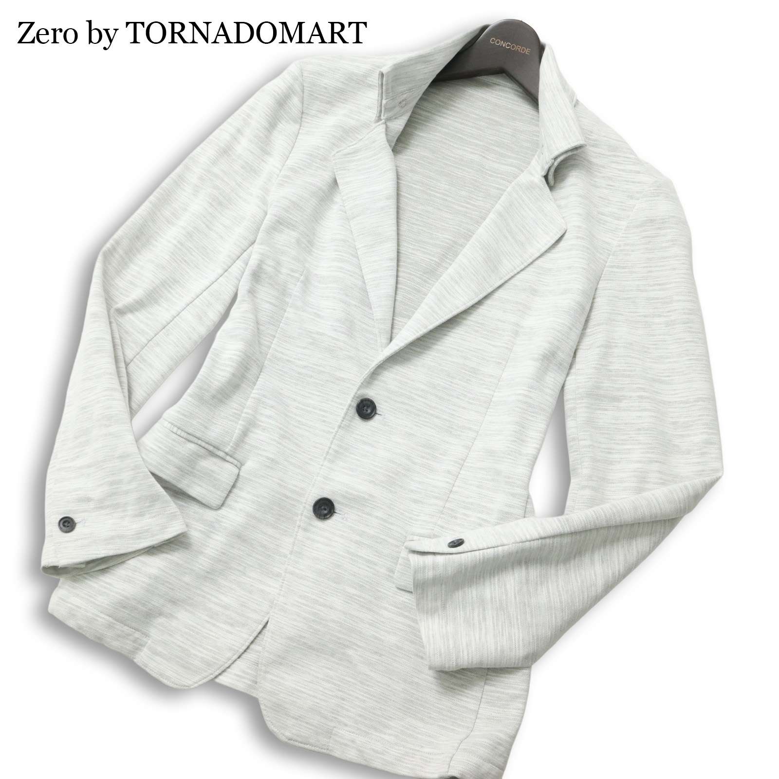 Zero by TORNADOMART トルネードマート 春夏★ ジャージー アンコン ストレッチ テーラード ジャケット Sz.L メンズ 灰