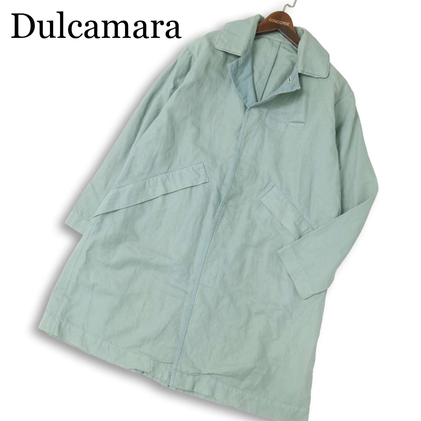 Dulcamara ドゥルカマラ 春夏 麻★ カラムシ混 発条 ステンカラー 厚地の外套 日本製 Sz.0 メンズ