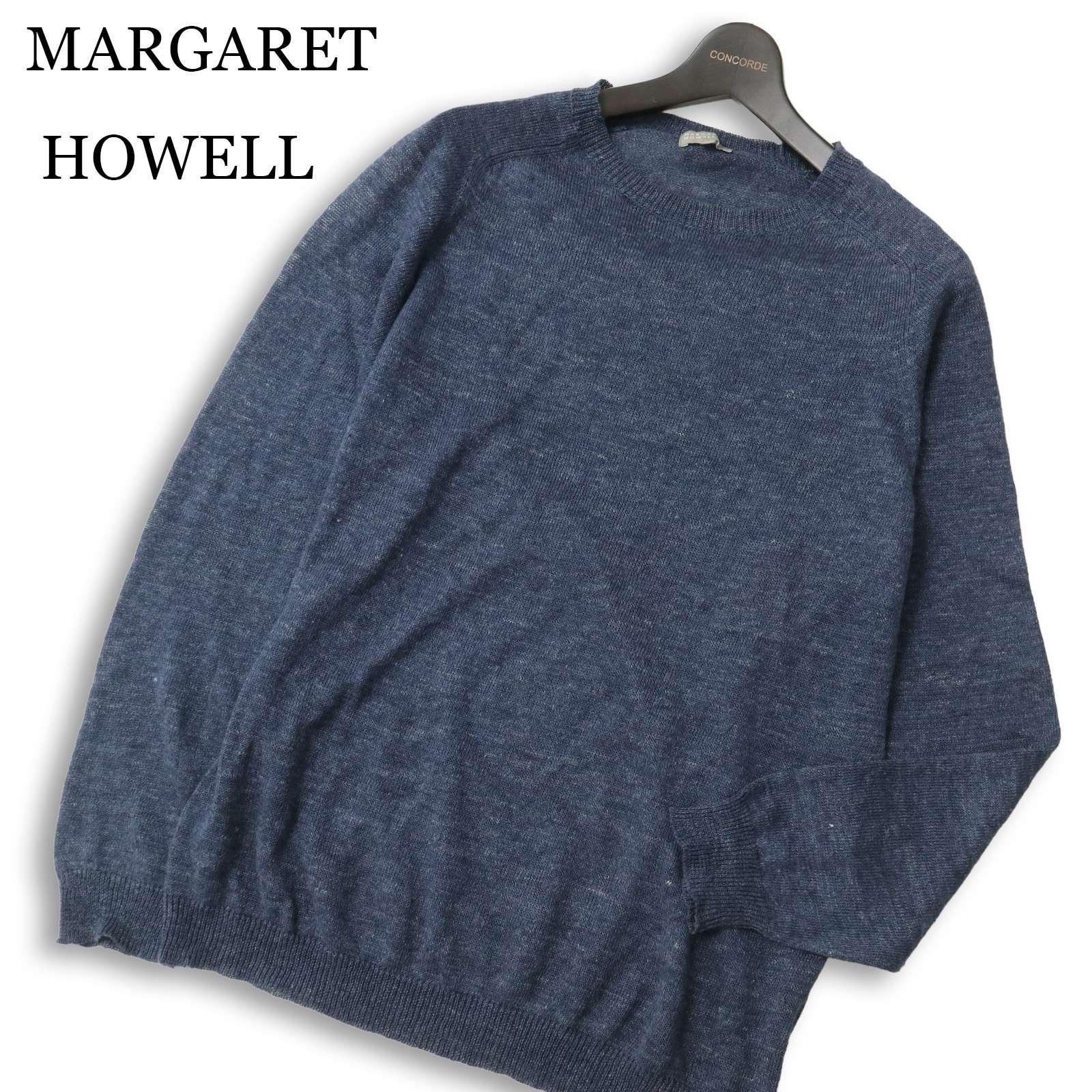 MARGARET HOWELL マーガレットハウエル 春夏 麻 リネン★ ニット セーター カットソー Sz.3L メンズ 大きいサイズ 特大