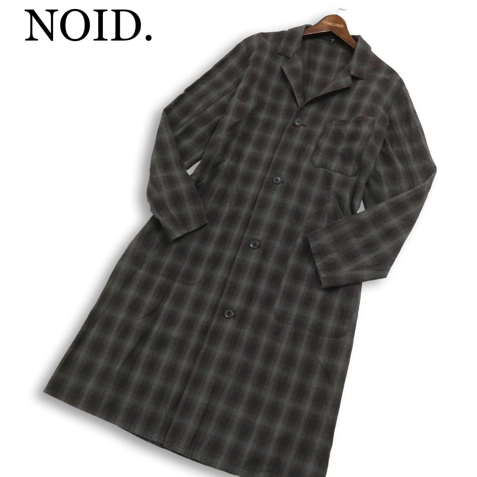 NOID. ノーアイディー 通年★ ロング オンブレチェック セフテンバー コート 日本製 Sz.1 メンズ