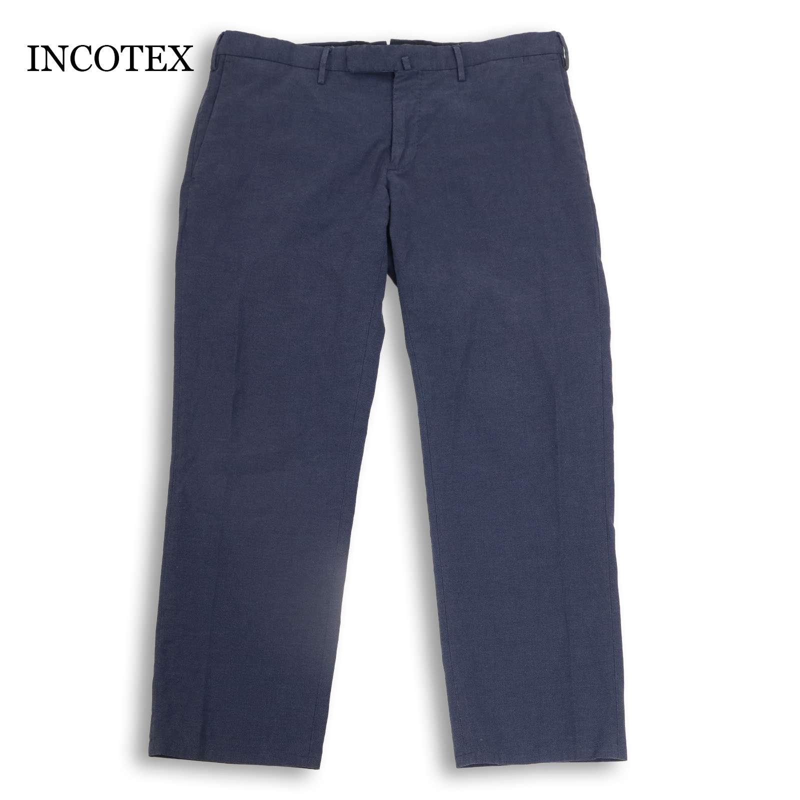 INCOTEX インコテックス 春夏 ICECOTTON★ アイスコットン ストレッチ タイト スラックス パンツ Sz.48　メンズ ネイビー
