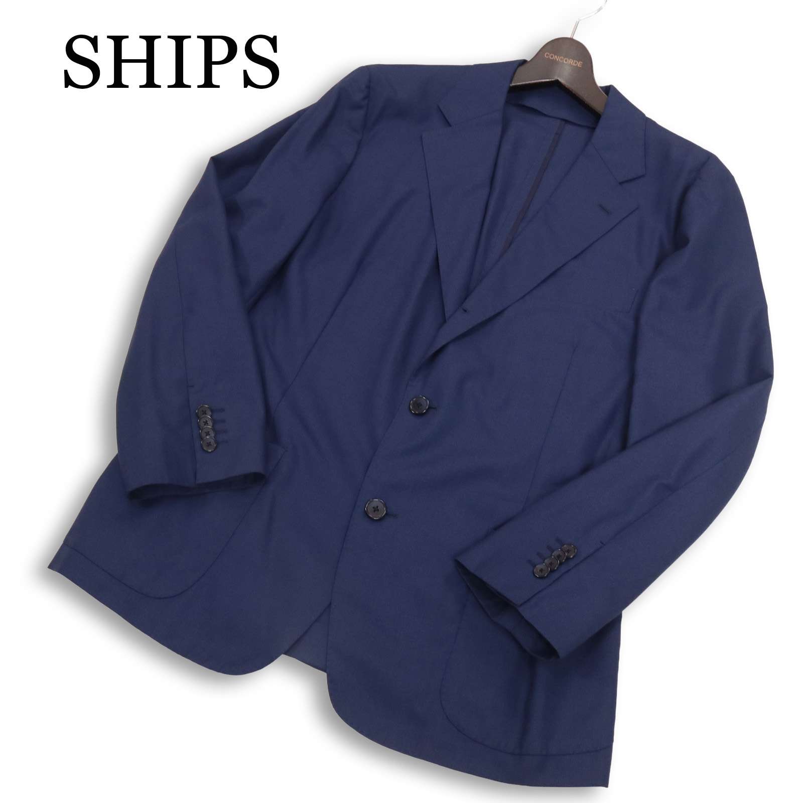 SHIPS シップス 春夏 ロロピアーナ 【LIGHTEST】 Super150'S★ シルク混 軽量 テーラード ジャケット Sz.52 メンズ 紺