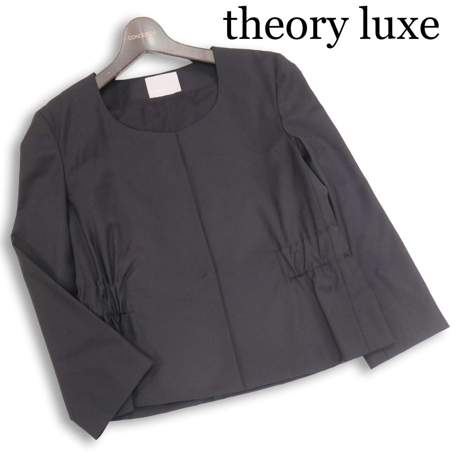 theory luxe 行動論理 リュクス 通年★ 伸ばすこと フォーマル 否色合い 上衣 日本製 Sz.40 レディース 黒 コート・ジャケット-レディースファッション