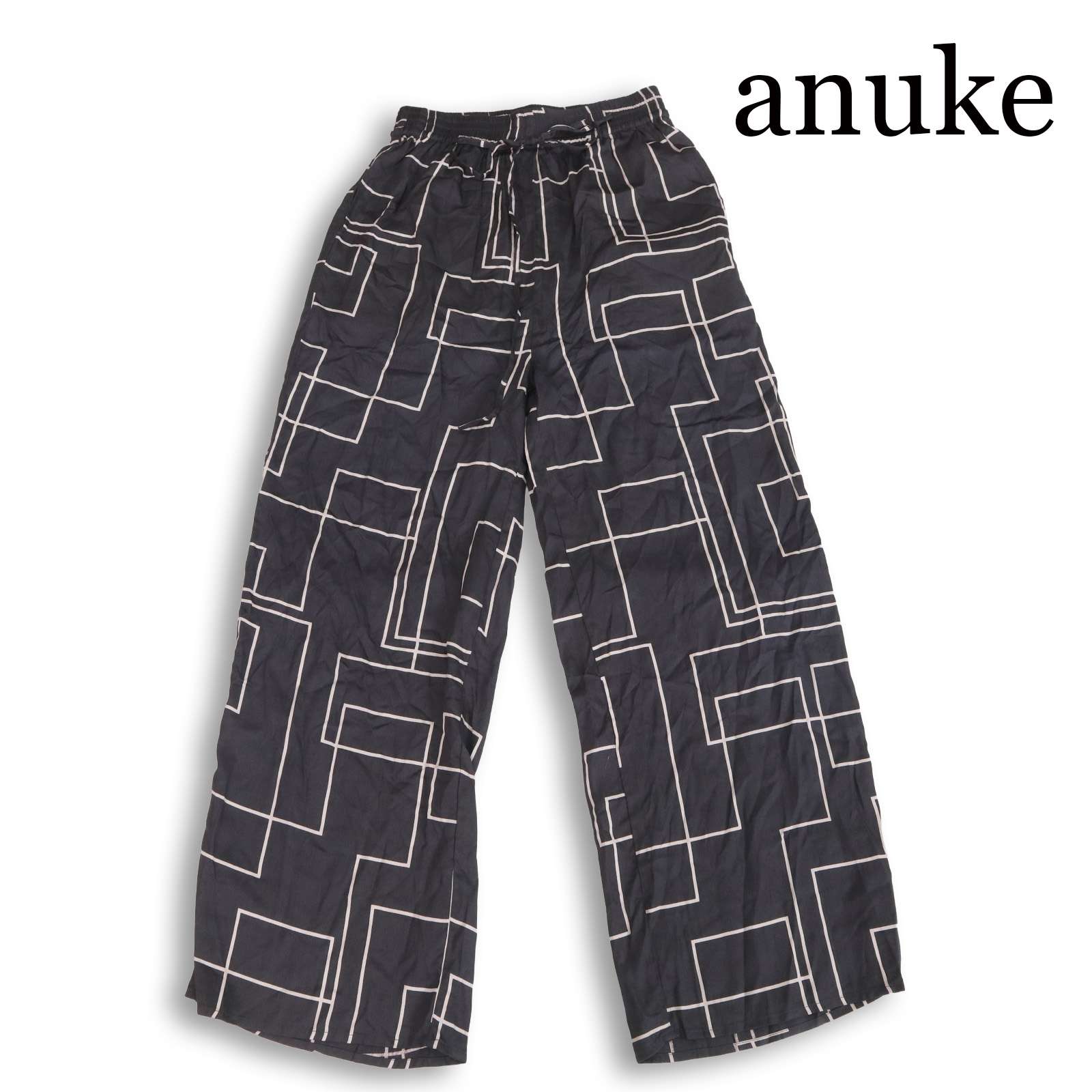 anuke アンヌーク 【Geometric Easy Pants】春夏 ジオメトリック総柄 ワイド イージー パンツ Sz.38 レディース
