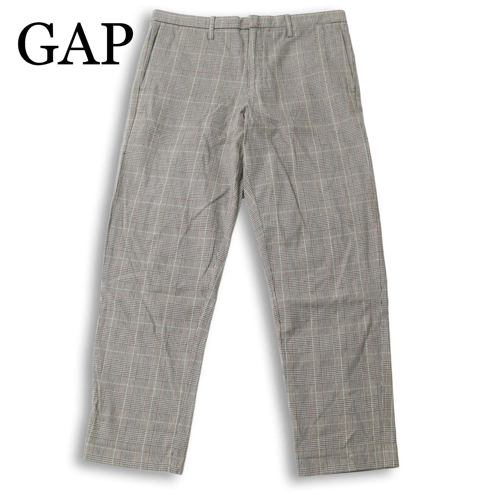 【新品 未使用】 GAP ギャップ 通年★ スリム グレンチェック スラックス パンツ 大きいサイズ Sz.36 メンズ