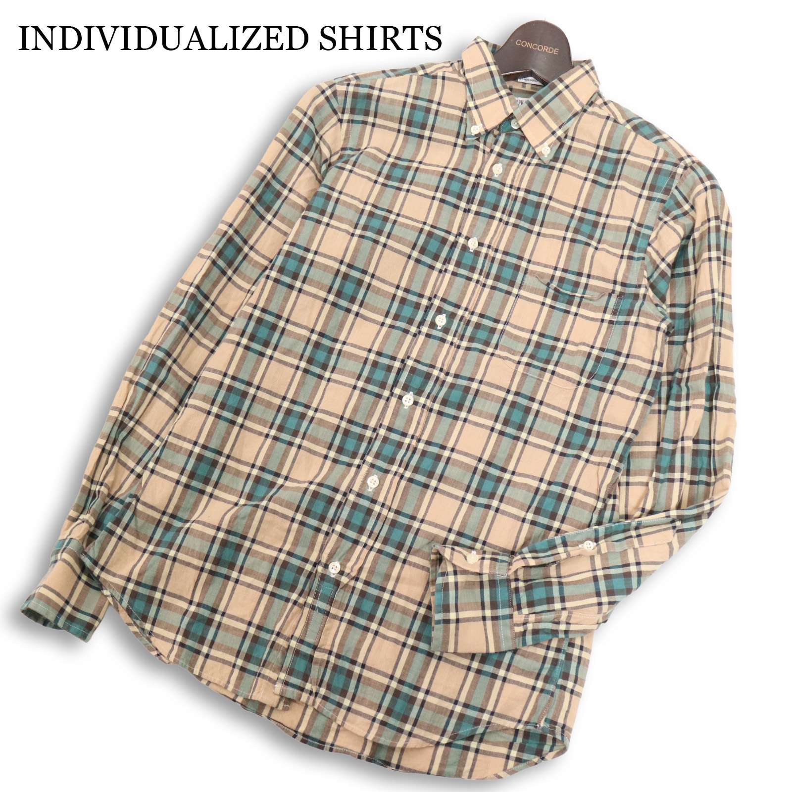INDIVIDUALIZED SHIRTS インディビジュアライズドシャツ 長袖 チェック ボタンダウン シャツ USA製 Sz.14 1/2 32 メンズ