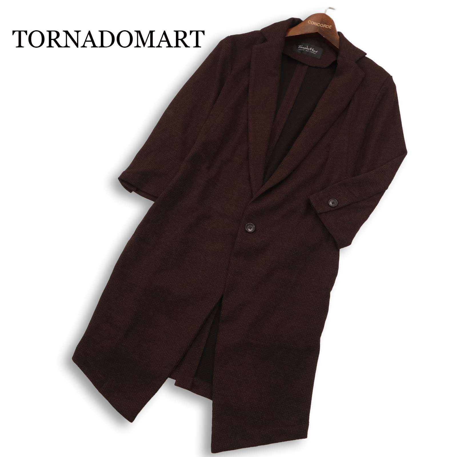 TORNADOMART トルネードマート 春夏★ ブライトメッシュ 7分袖 ロング 上衣 チェスター 厚地の外套 Sz.M メンズ