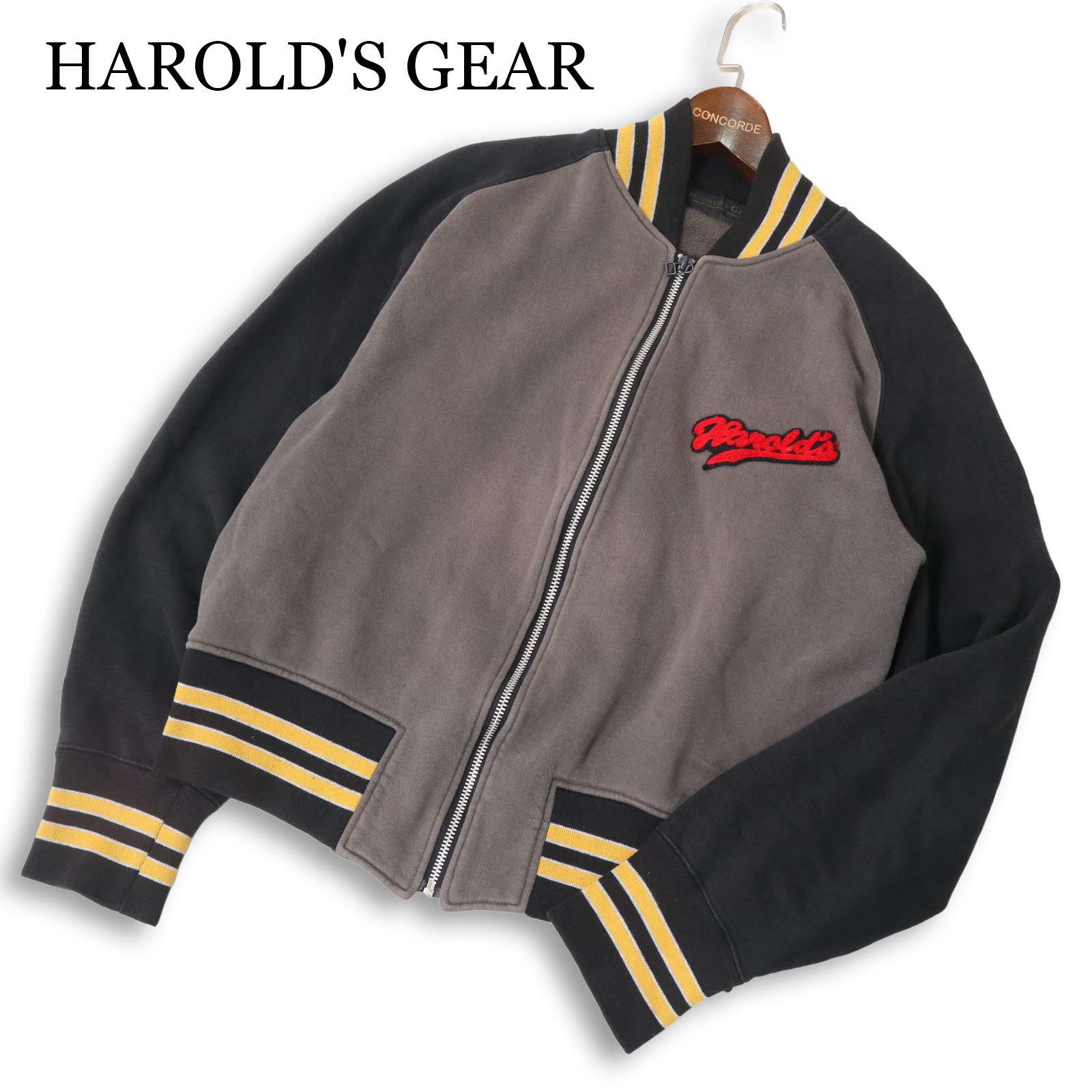 HAROLD\u0027S GEAR ハロルズギア 自動二輪車 通年★ ロゴタイプ刺しゅう 汗水 スタジャン 上衣 上衣 日本製 Sz.S位 メンズ
