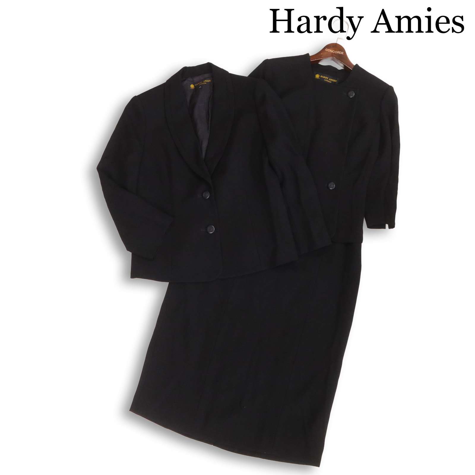Hardy Amies ハーディ エイし損ない 通年 上衣\u0026衣装 フォーマル セットアップ 背広 Sz.11 レディース 黒 冠婚葬祭
