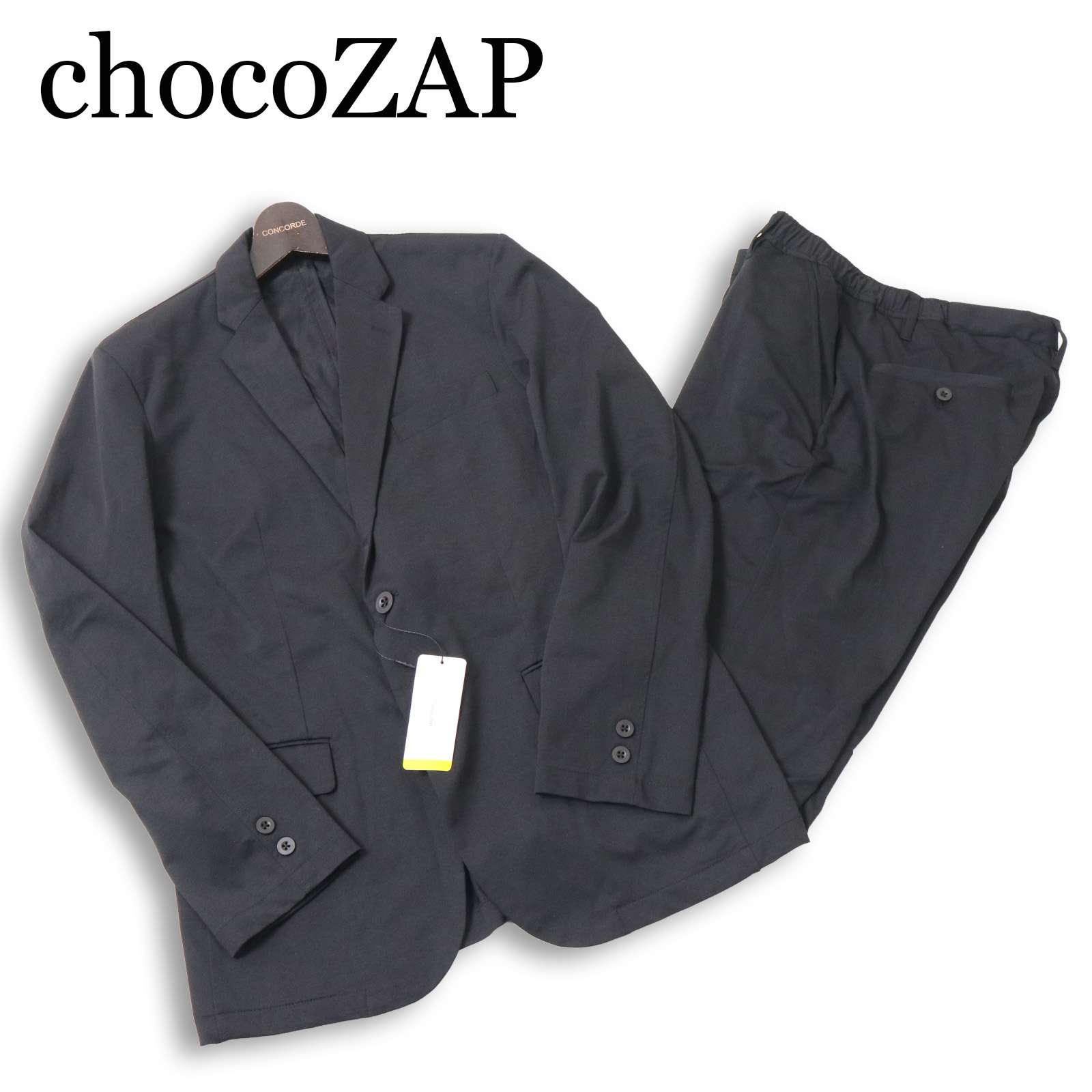 【新品 未当て嵌める】 chocoZAP チョコレート蒸発 動ける背広★ 通年 伸ばすこと アンコン セットアップ Sz.M メンズ 黒 商行為 スーツ-メンズファッション