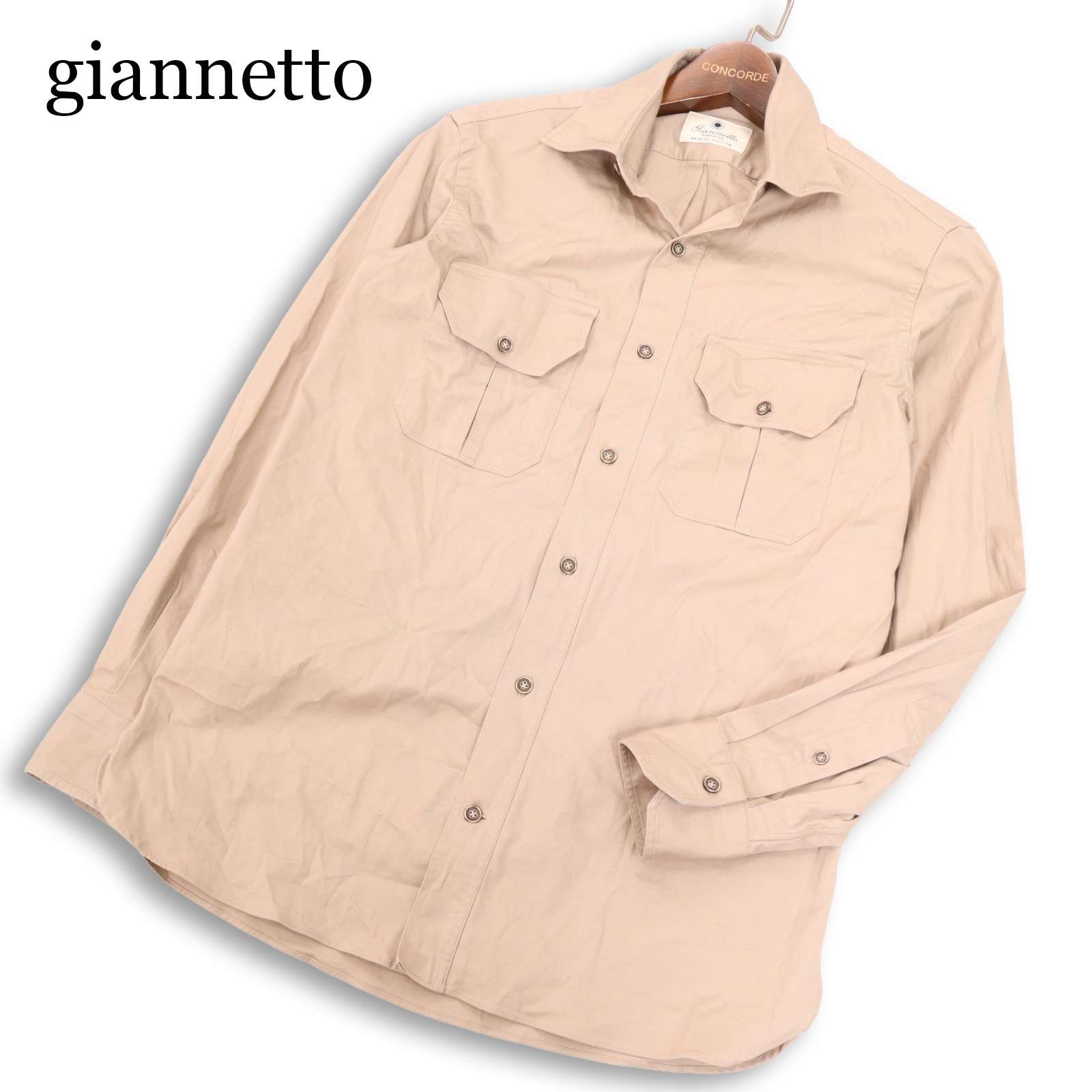 イタリア製★ giannetto ジャンサイバー空間 通年★ 長袖 ウォッシュ工業 伸ばすこと ツイル 細工物 プルオーバー Sz.M メンズ