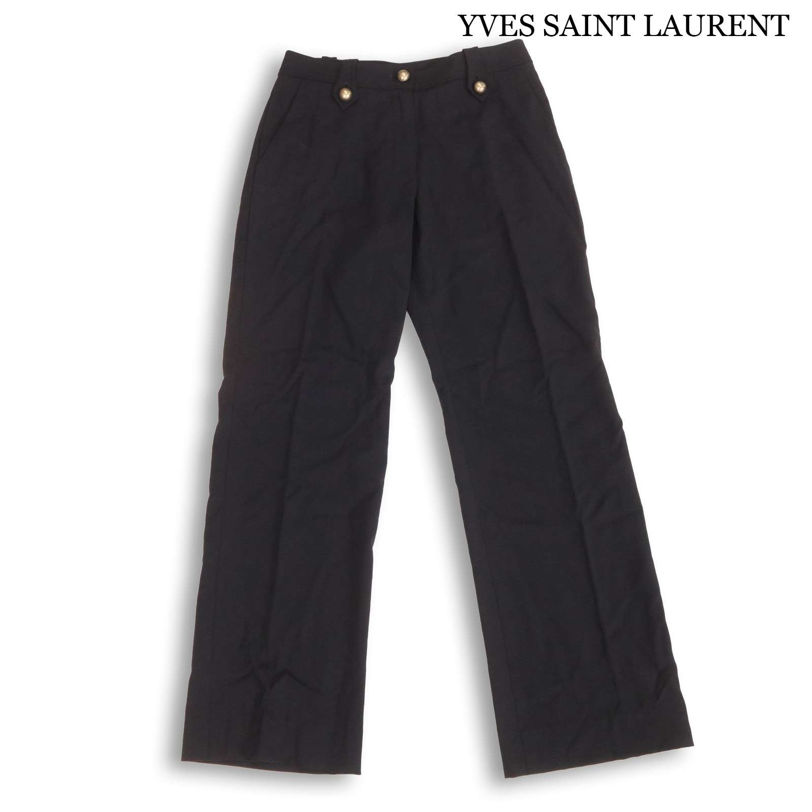 Yves Saint Laurent rive gauche イヴサンローラン リヴゴーシュ 通年 金属元素釦♪ ズボン下 Sz.S~M位 レディース 黒