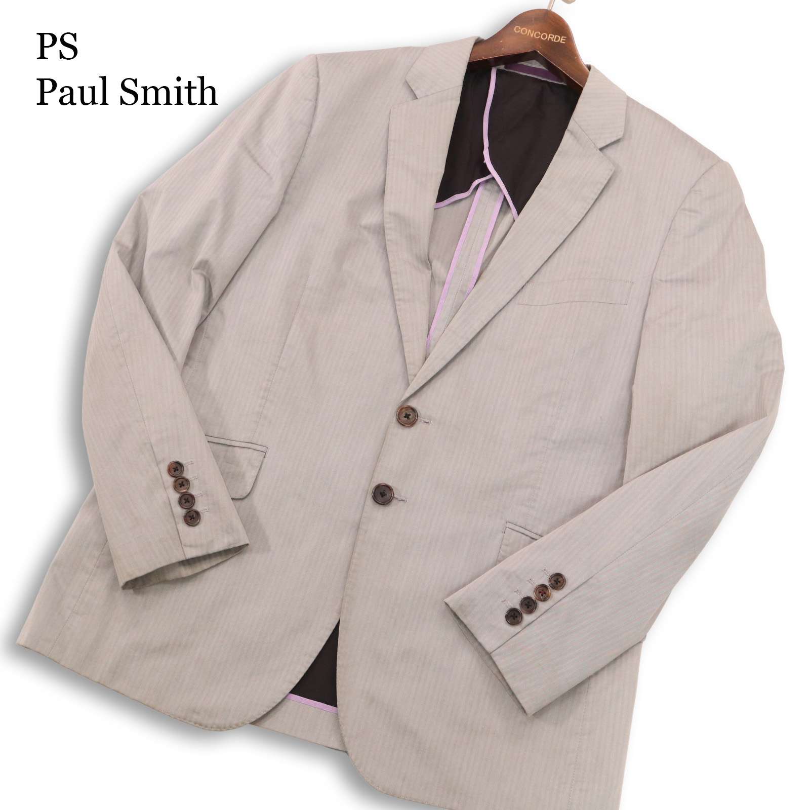なおなお書き Paul Smith 極点スミス 通年★ 杉綾模様 背抜き テーラード 上衣 大層らしい大きさ 日本製 Sz.2 メンズ 灰
