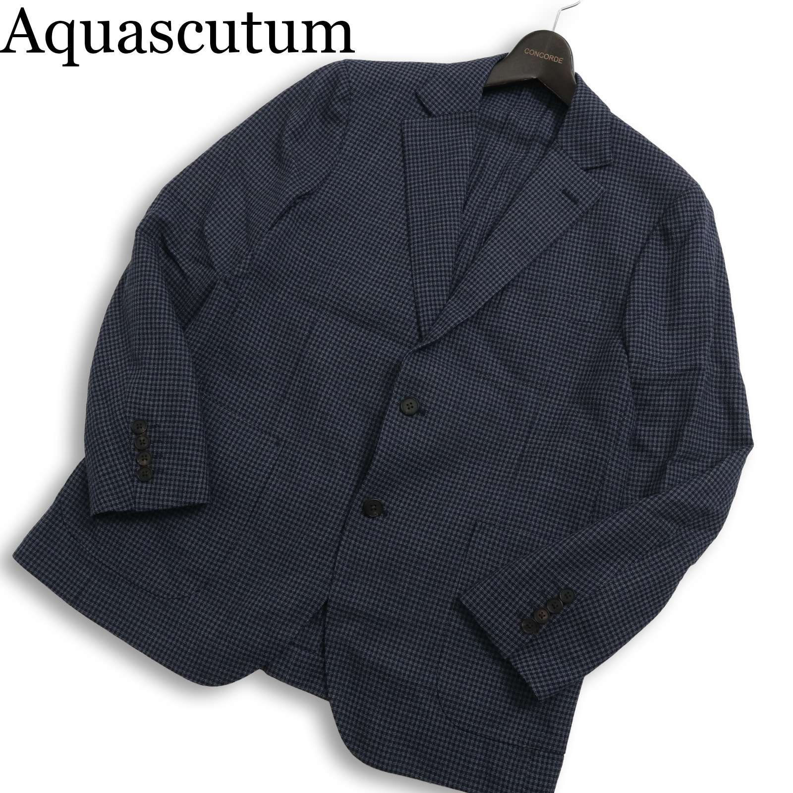 Aquascutum アクアスキュータム 通年 羊毛100％★ 御前上等 背抜き チドリ透かし彫り テーラード 上衣 日本製 Sz.96AB5 メンズ