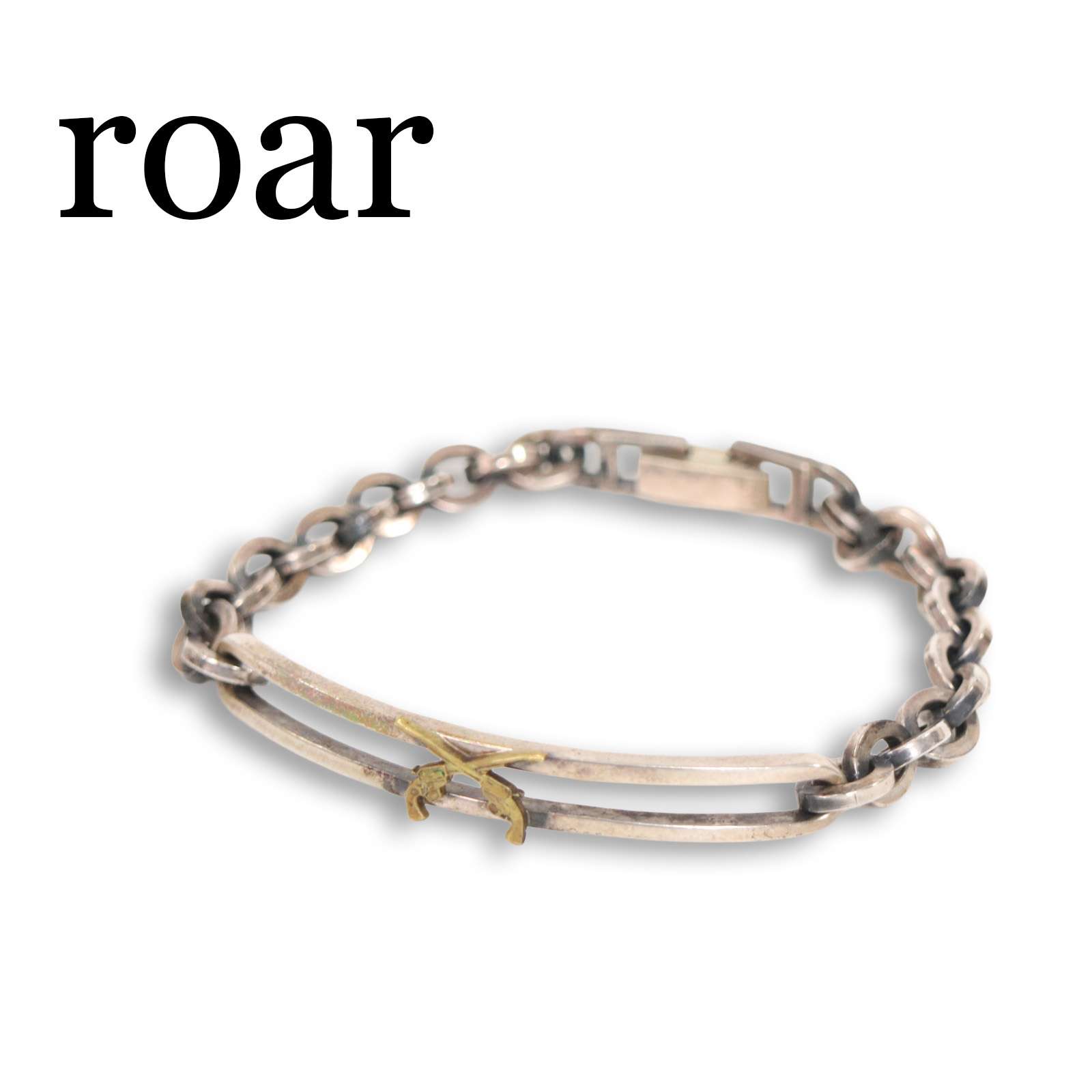 roar ロアー 二丁懐鉄砲 クロスガン★ スターリングしろがね色 925 チェーン店 腕輪 Sz.F メンズ