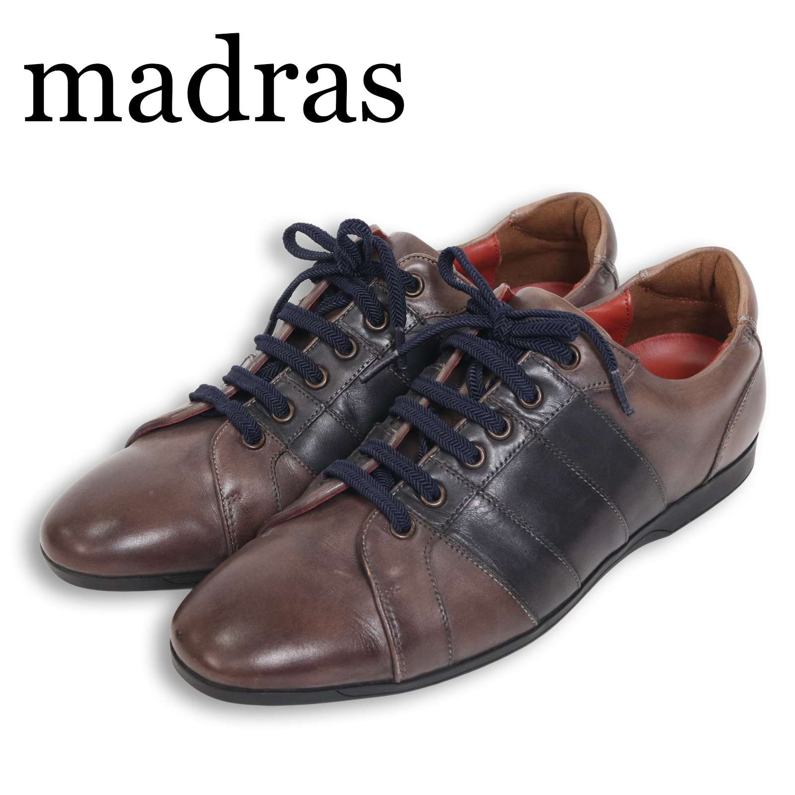 madras マドラス M372 通年★ 置き目とり捨てる スピード競技引きあげる なめし革 スニーカー 日本製 Sz.25 メンズ